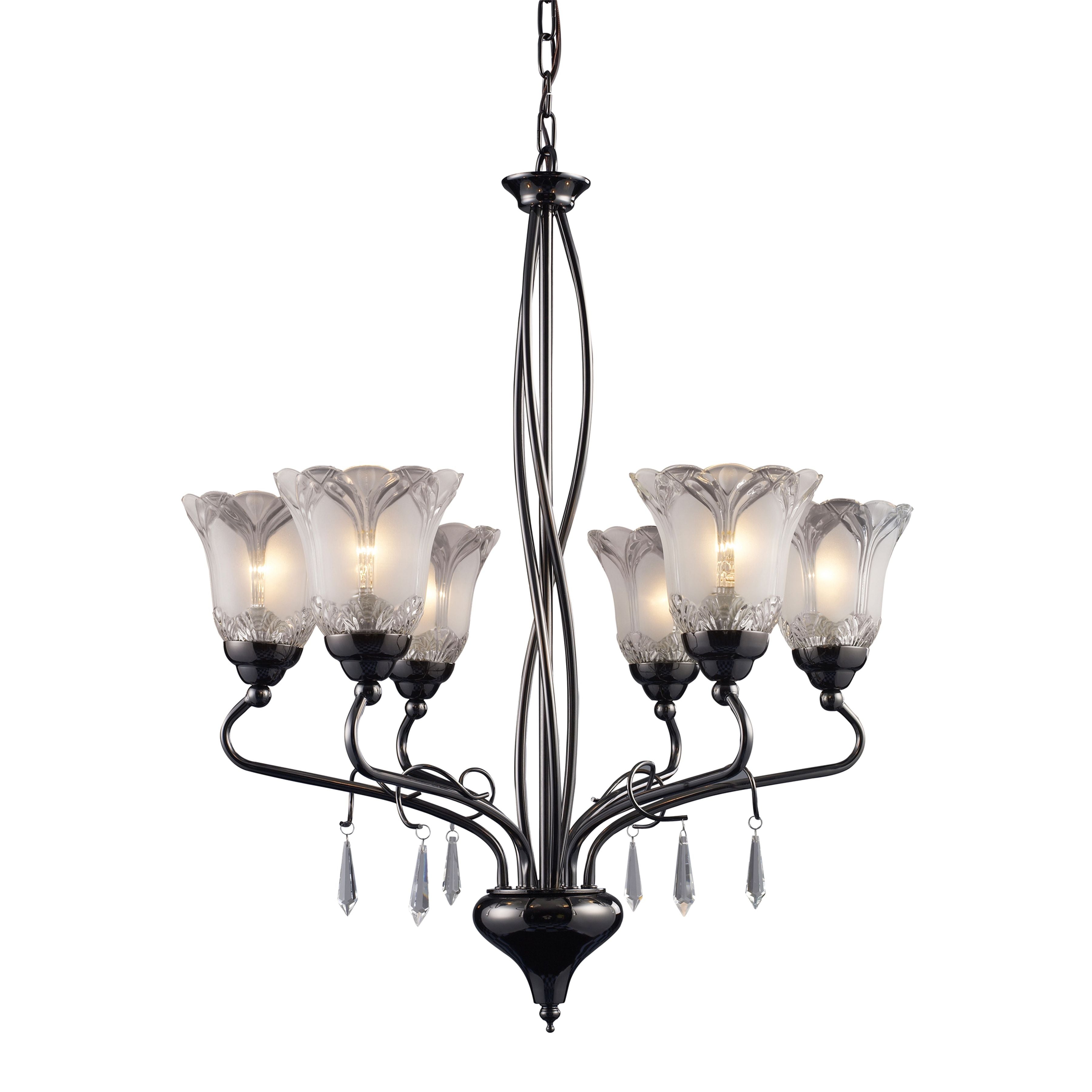 Nouveau 24'' Wide 6-Light Chandelier - Black Chrome
