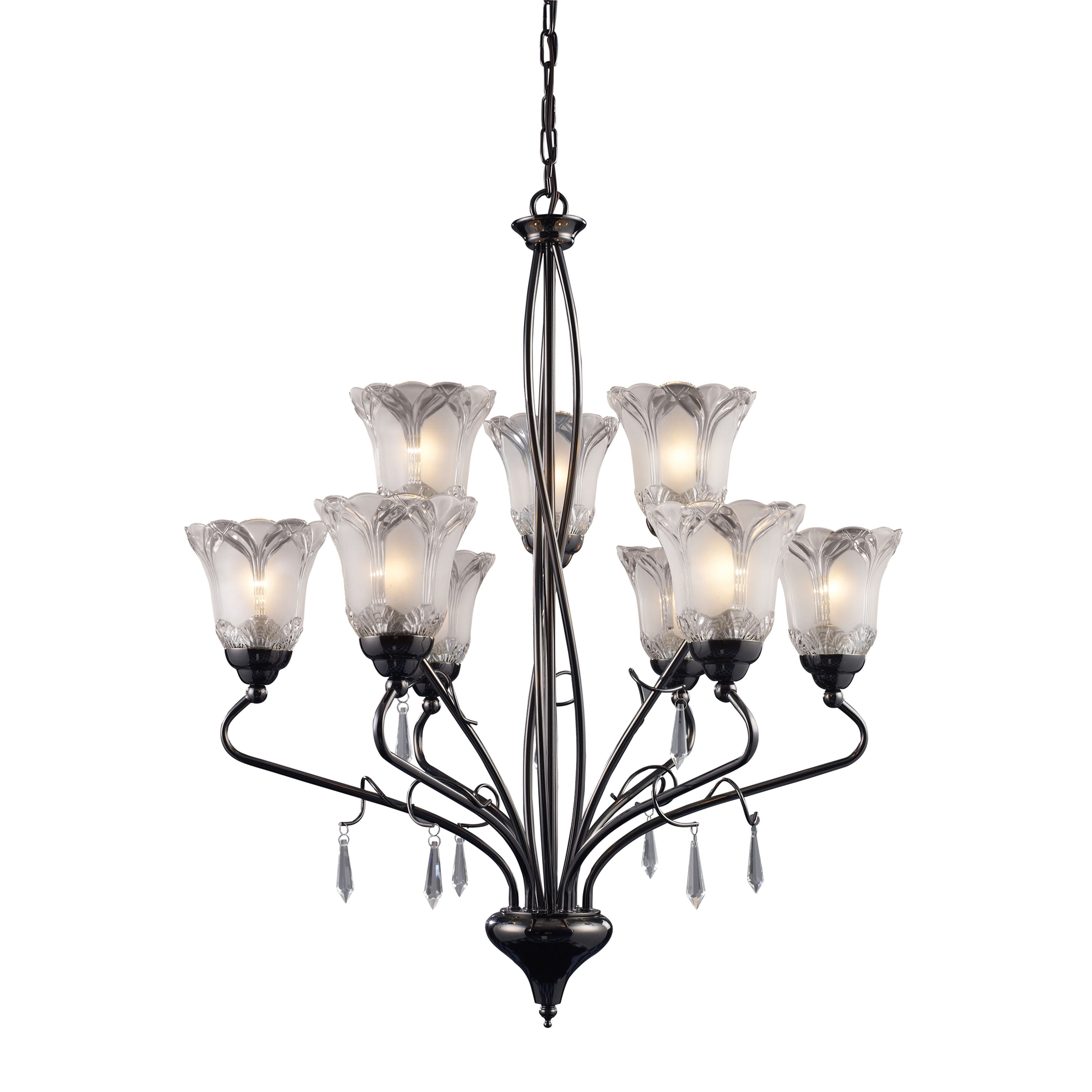 Nouveau 26'' Wide 9-Light Chandelier - Black Chrome