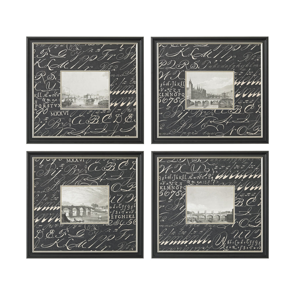 Bridges Framed Wall Art - Set of 4 Charcoal
