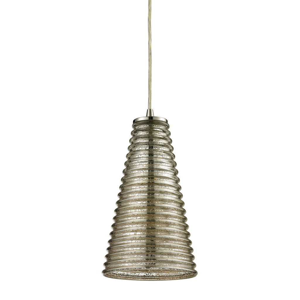 Ribbed Glass 6'' Wide 1-Light Mini Pendant - Satin Nickel