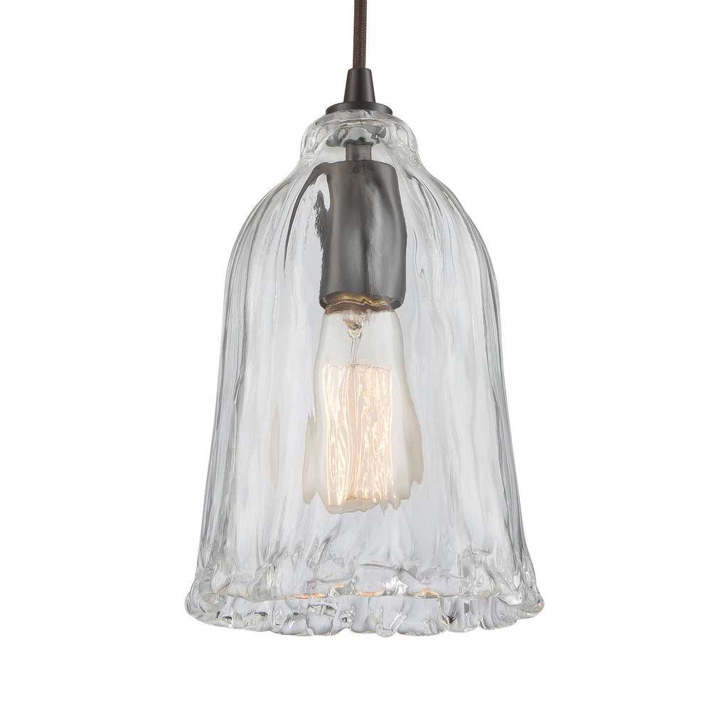 Hand Formed Glass 6'' Wide 1-Light Mini Pendant - Oil Rubbed Bronze