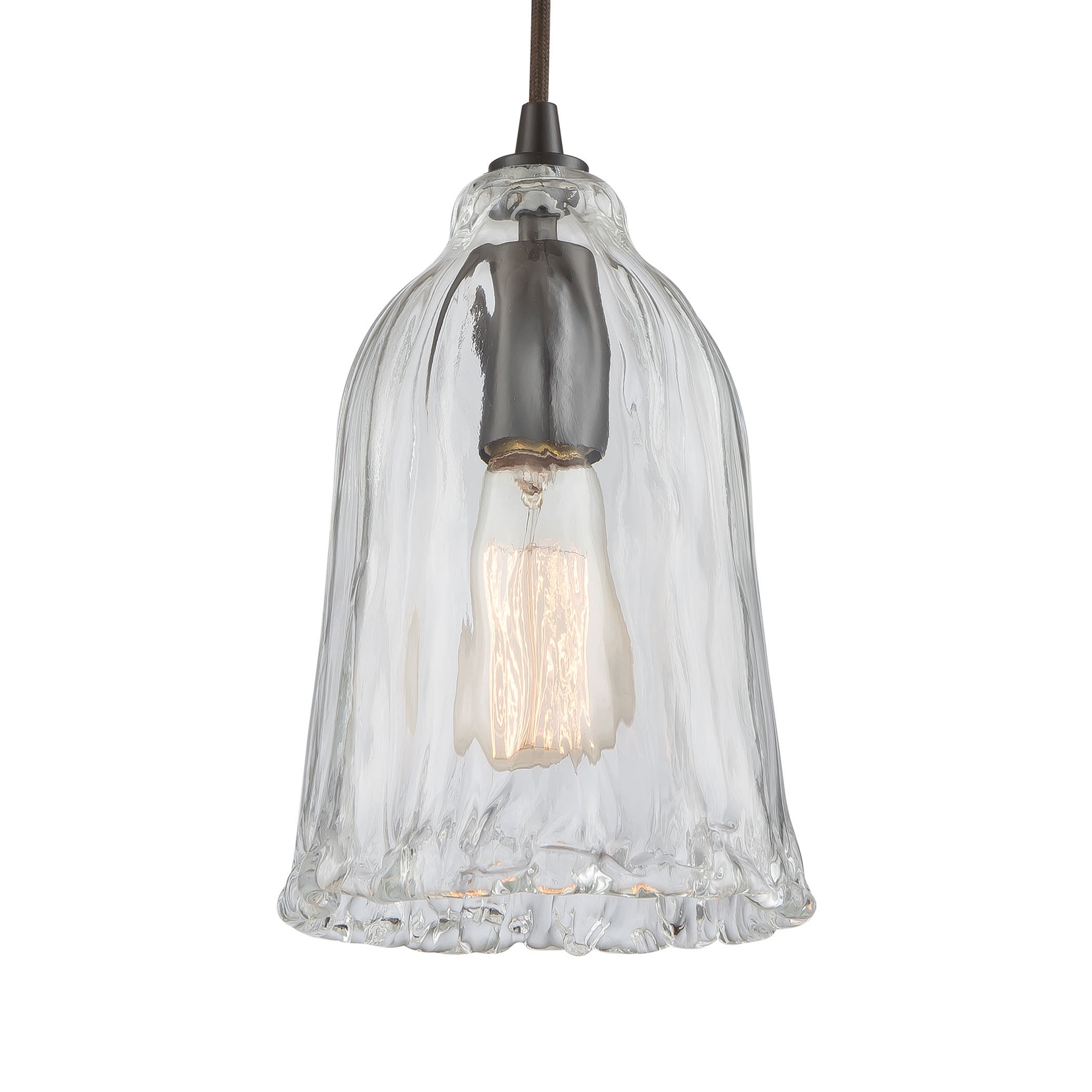 Hand Formed Glass 6'' Wide 1-Light Mini Pendant - Oil Rubbed Bronze
