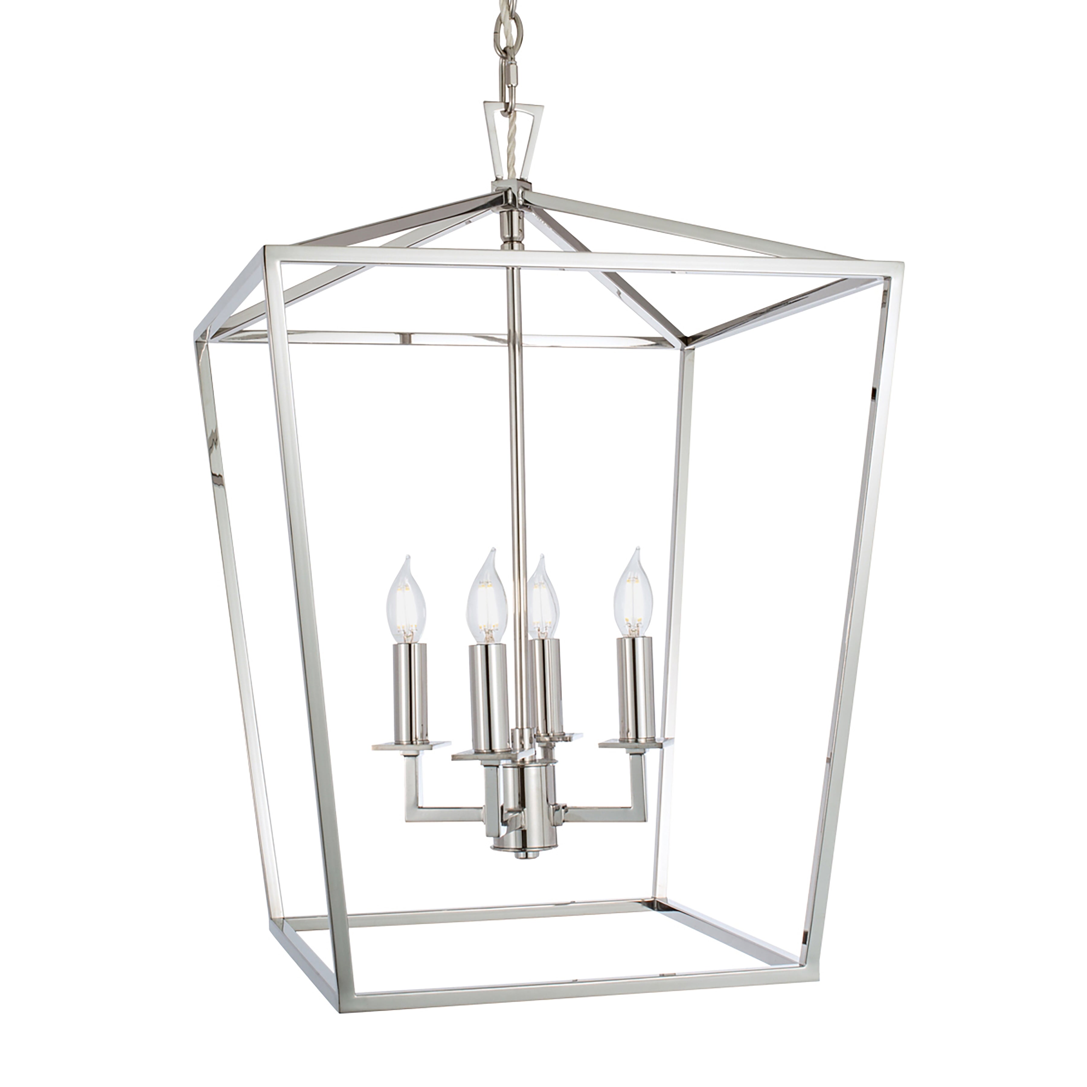 Cage 18'' Wide 4-Light Pendant - Polished Nickel