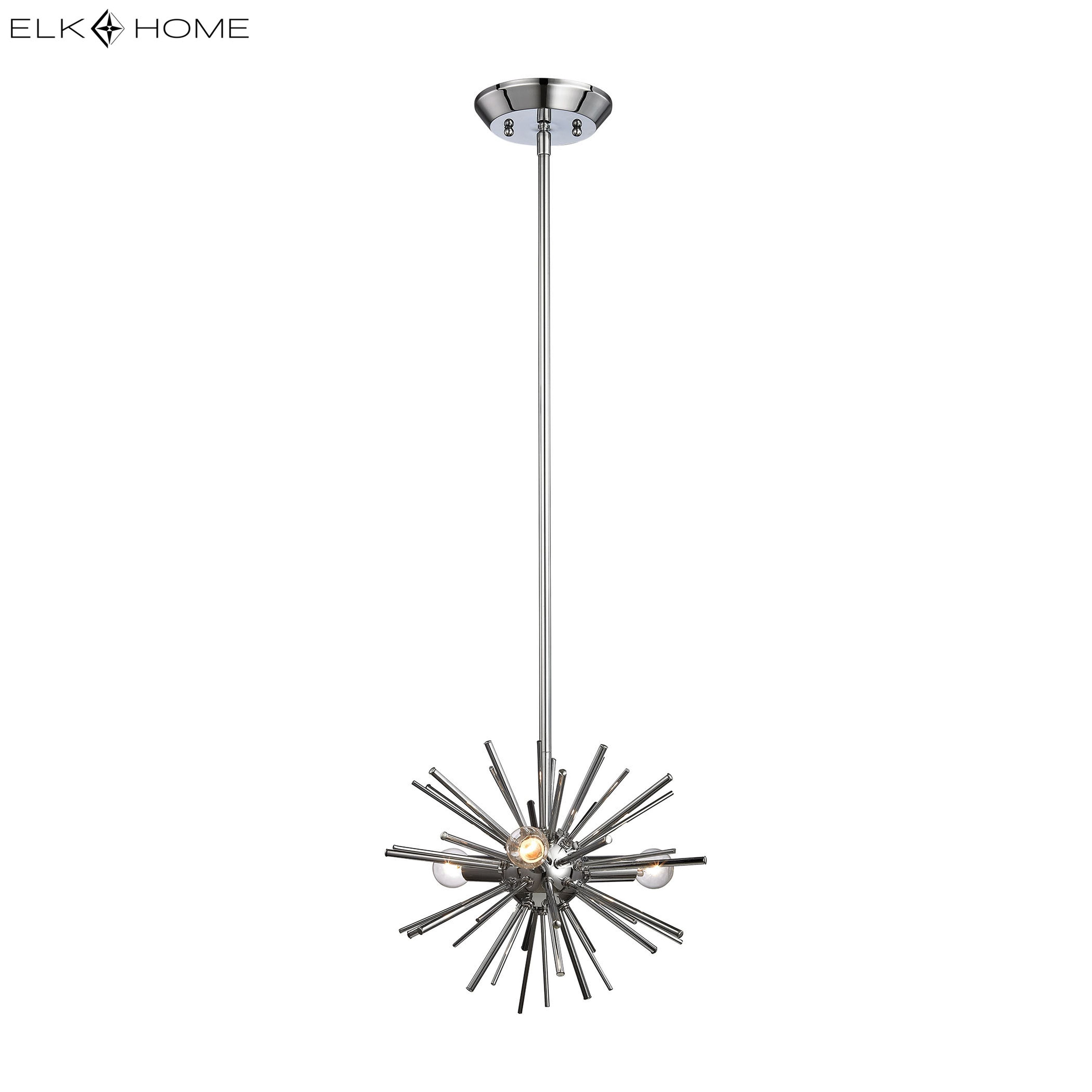 Starburst 12'' Wide 3-Light Mini Pendant - Polished Chrome