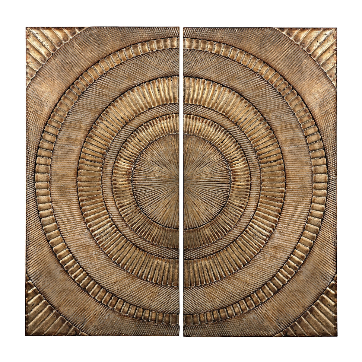 SET OF 2 ABSTRACT METAL WALL PANELS - Glenharrow Gold