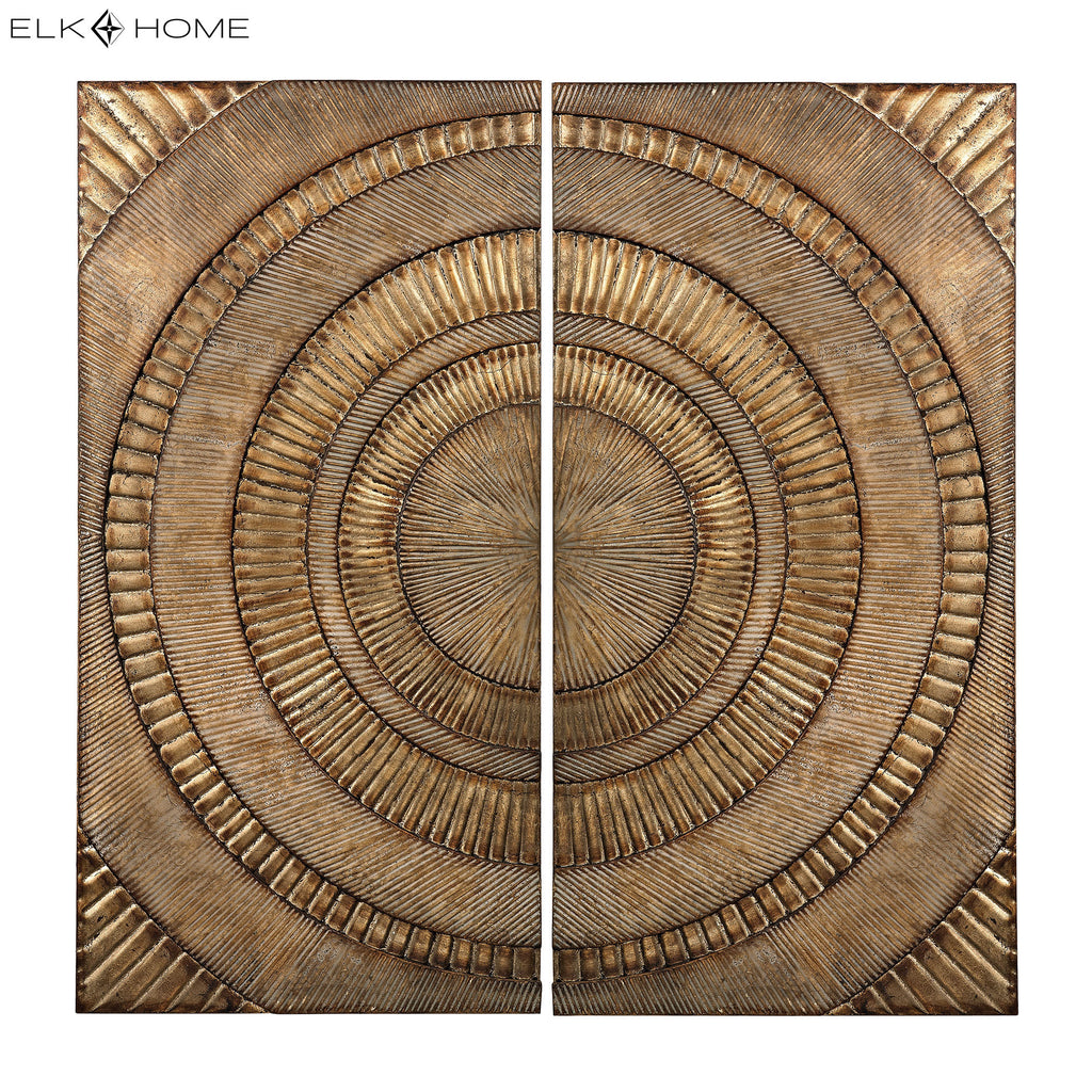 SET OF 2 ABSTRACT METAL WALL PANELS - Glenharrow Gold