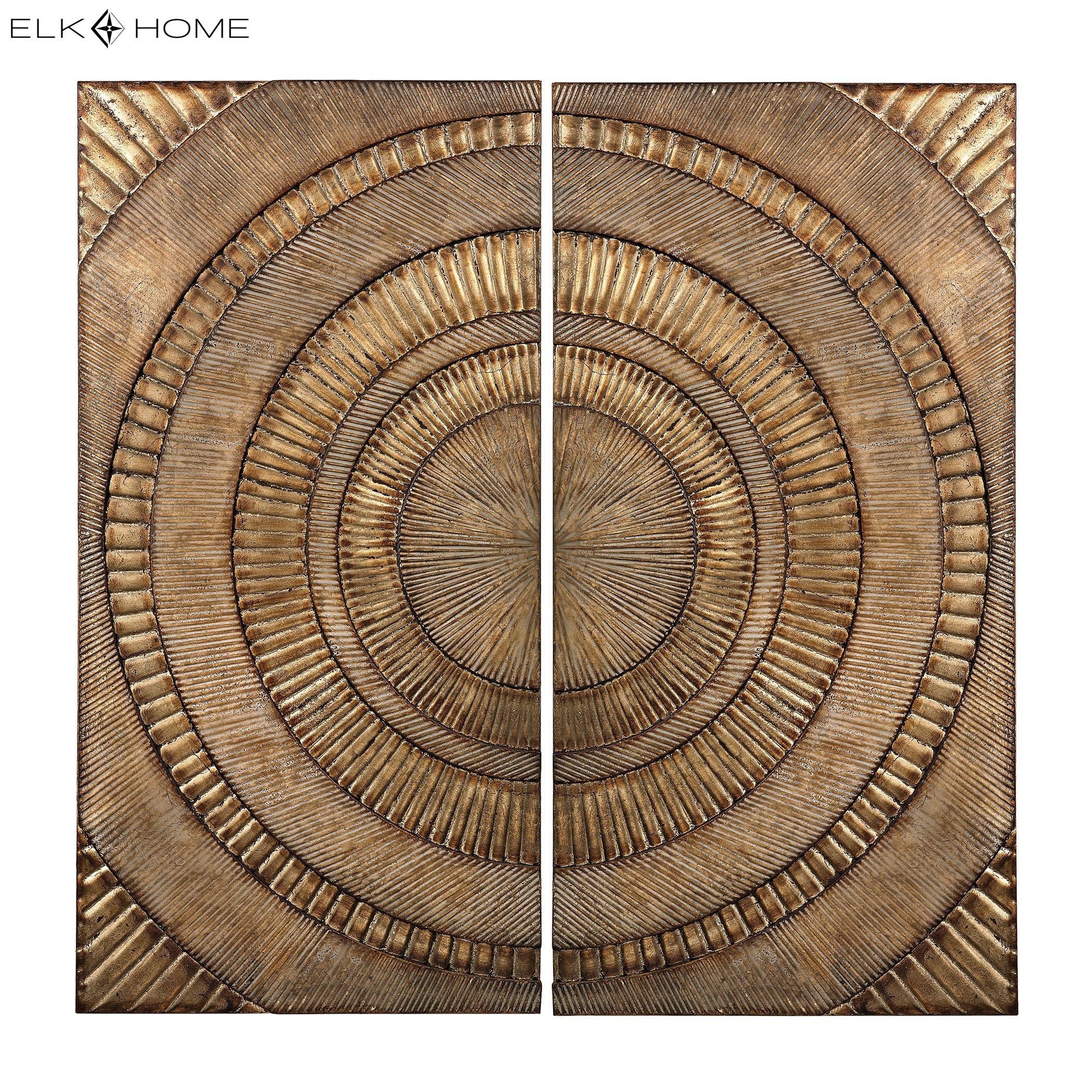 SET OF 2 ABSTRACT METAL WALL PANELS - Glenharrow Gold
