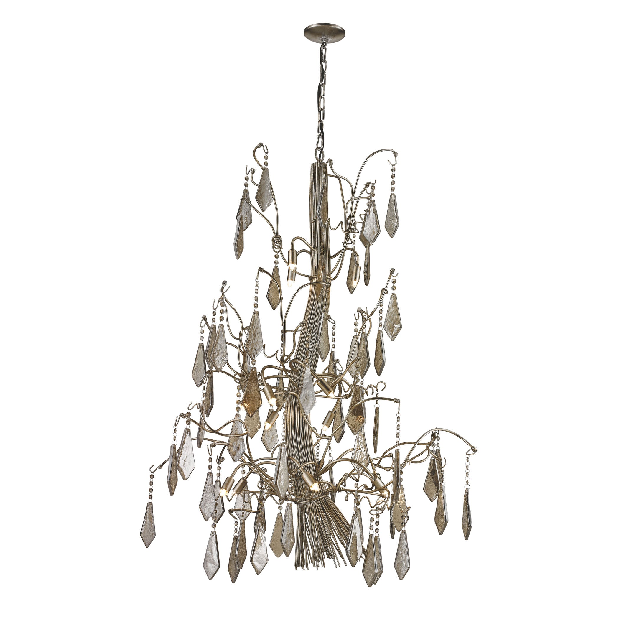Nimbus 40'' Wide 15-Light Chandelier - Antique Silver Leaf