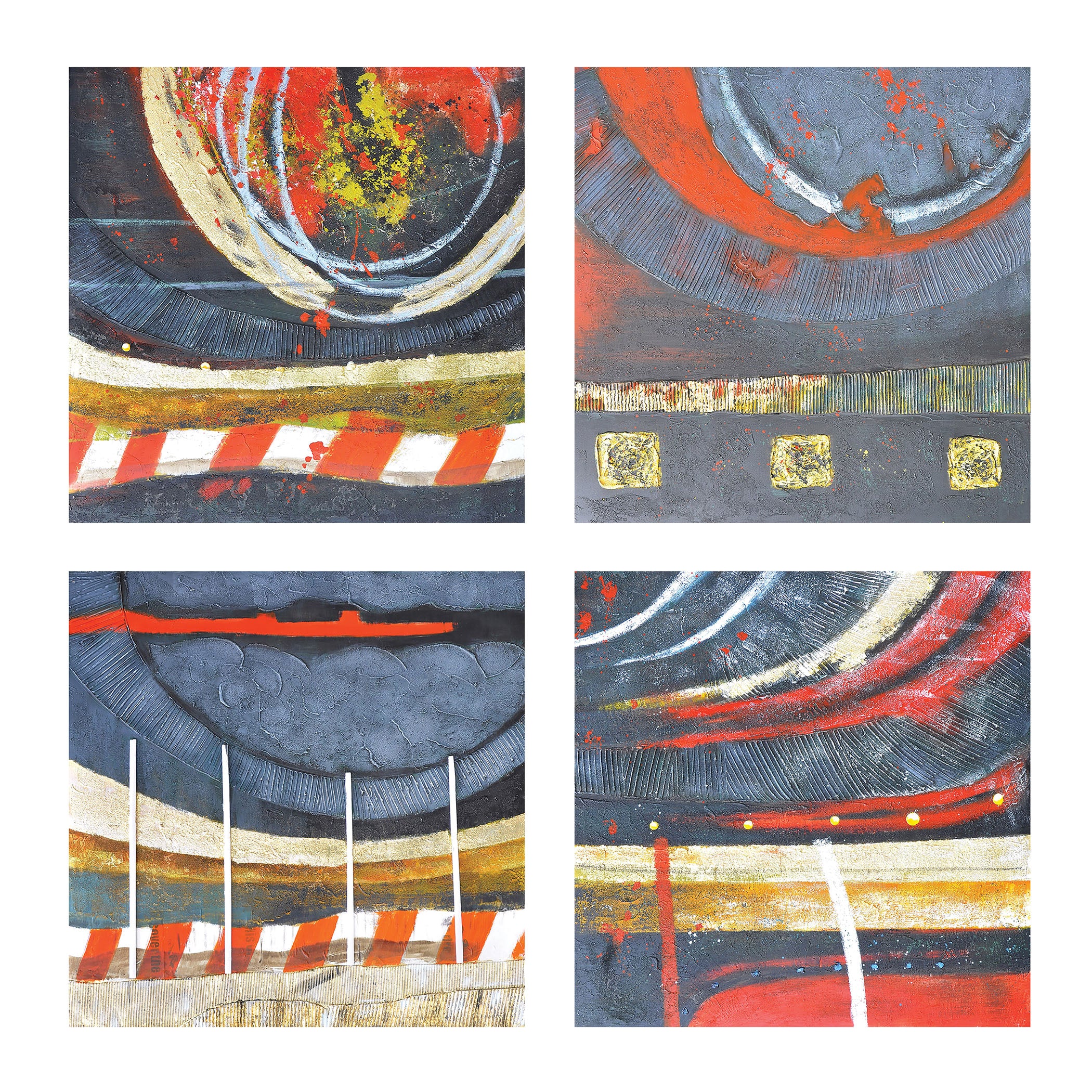 Ariel Study Wall Art - Set of 4 Multicolor