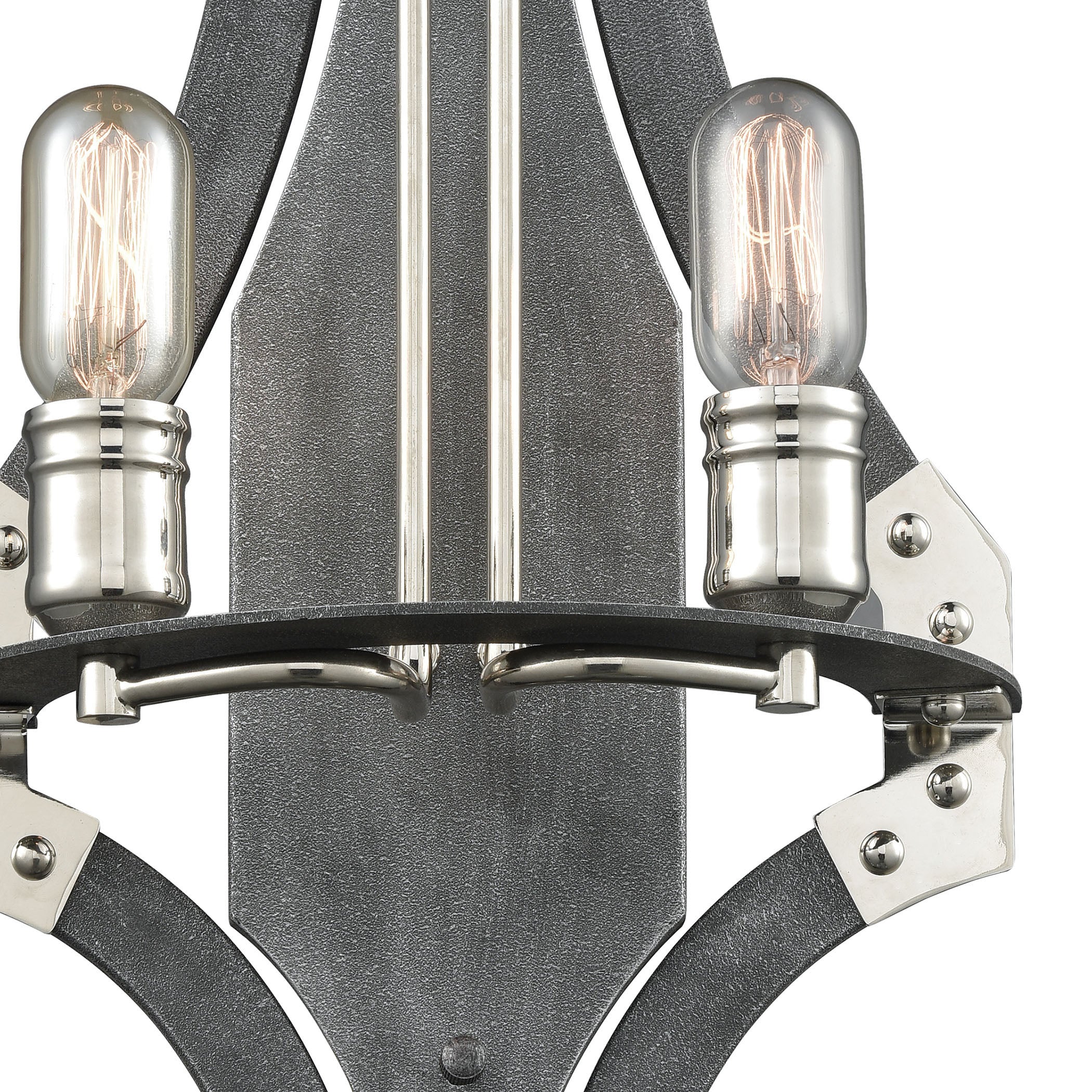 Riveted Plate 20'' High 2-Light Sconce - Silverdust Iron