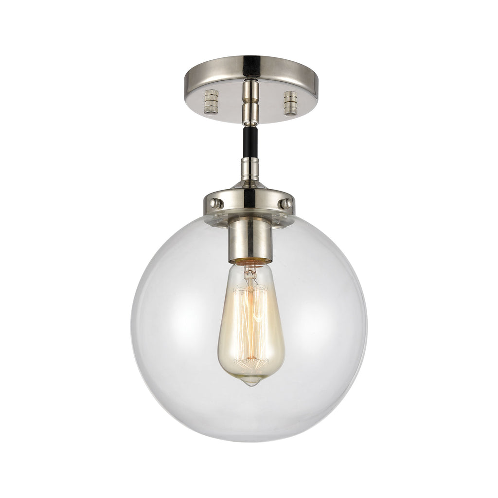 Boudreaux 8'' Wide 1-Light Mini Pendant - Matte Black with Polished Nickel