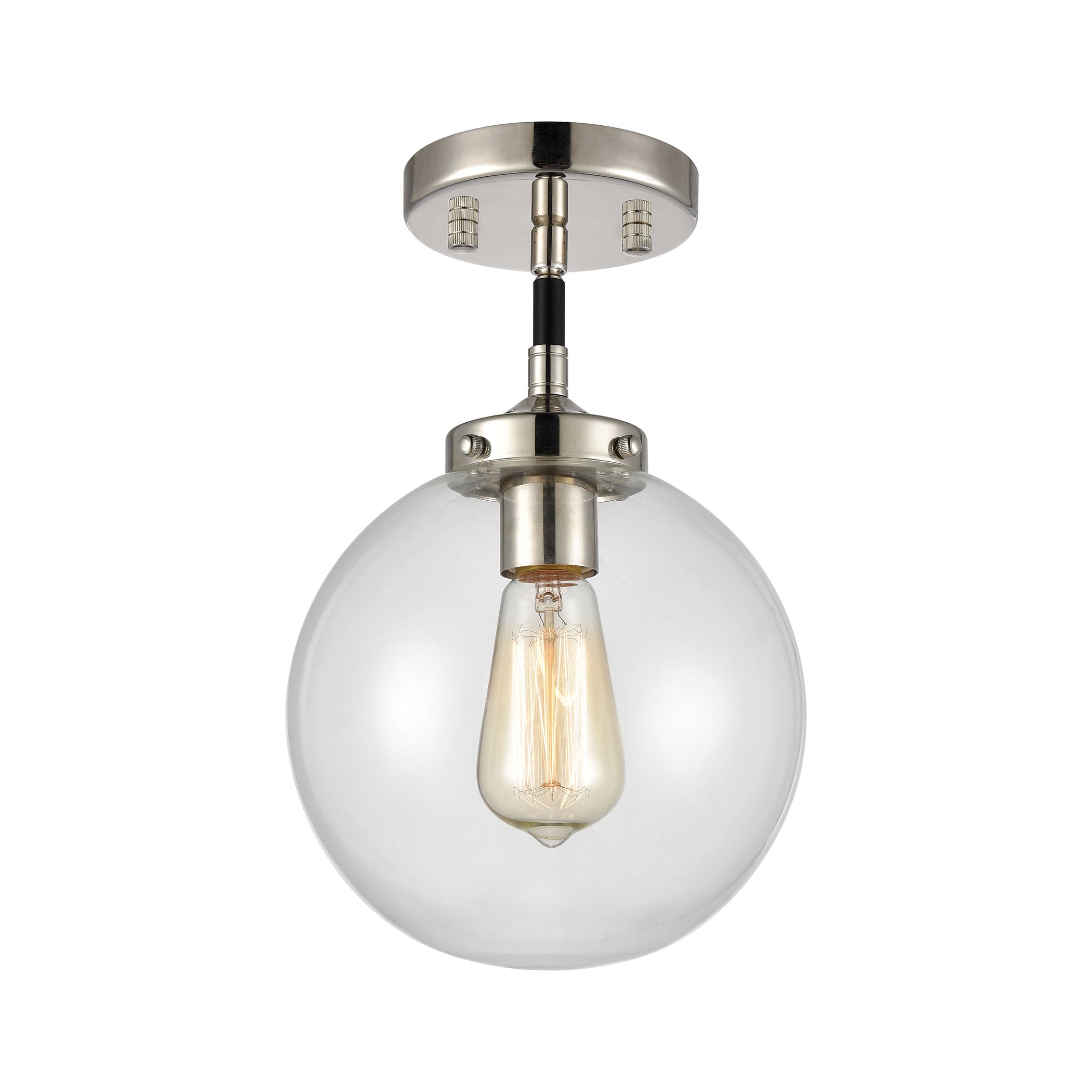 Boudreaux 8'' Wide 1-Light Mini Pendant - Matte Black with Polished Nickel