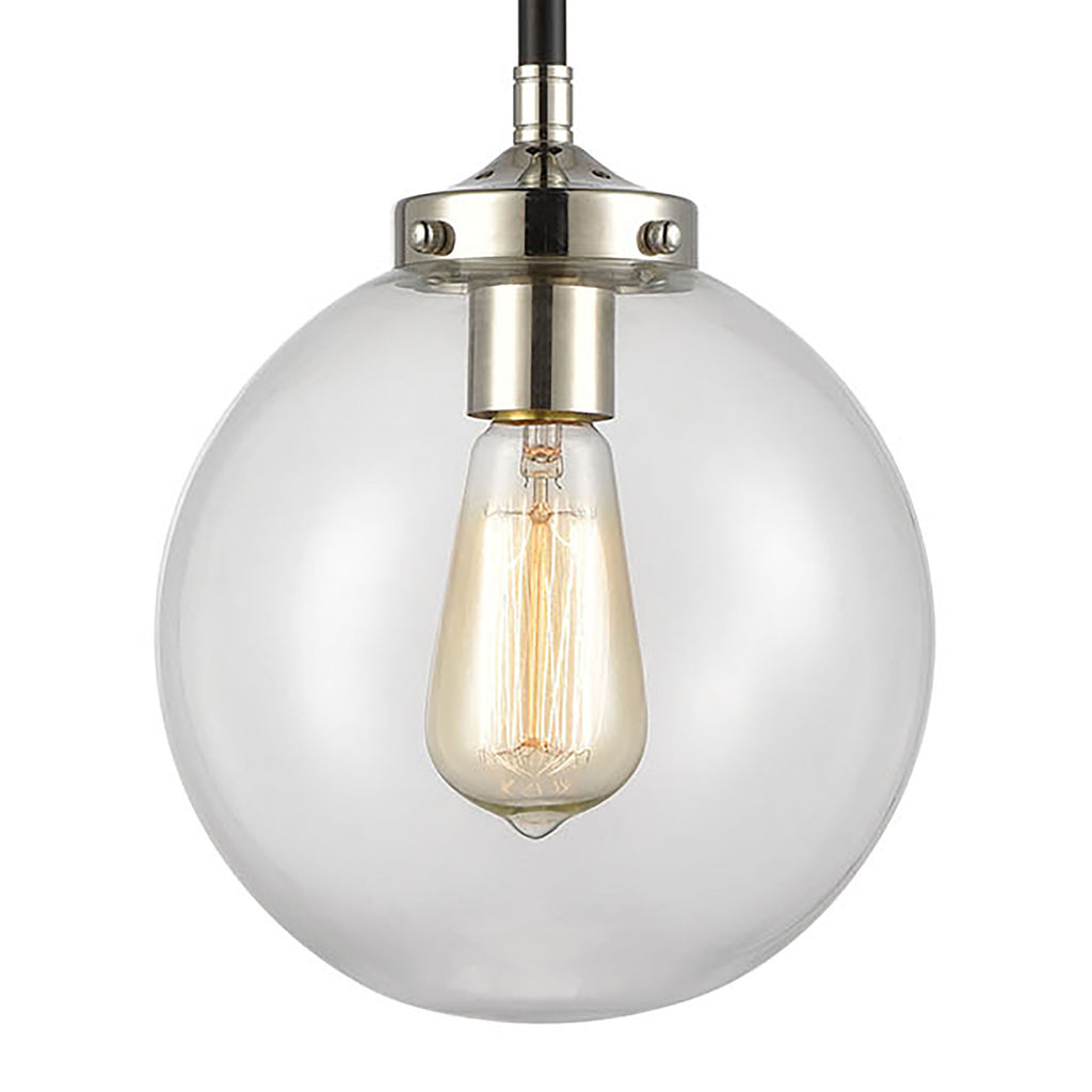 Boudreaux 8'' Wide 1-Light Mini Pendant - Matte Black with Polished Nickel