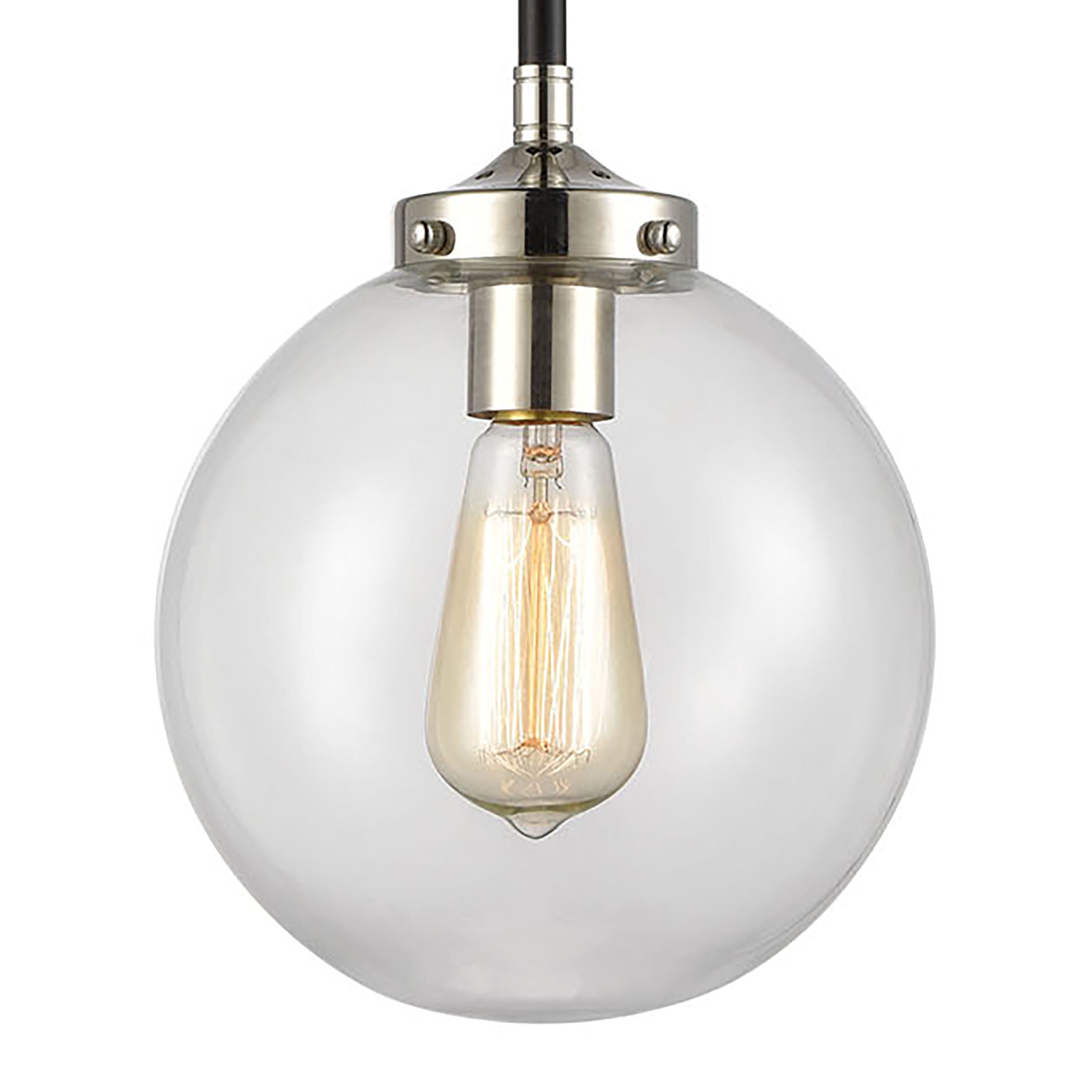 Boudreaux 8'' Wide 1-Light Mini Pendant - Matte Black with Polished Nickel