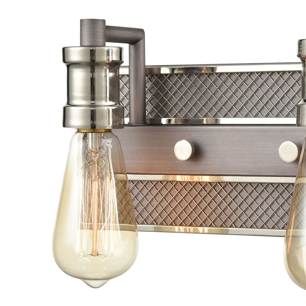 Gridiron 13'' Wide 2-Light Vanity Light - Weathered Zinc
