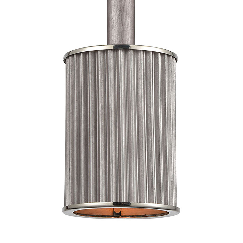 Corrugated Steel 6'' Wide 1-Light Mini Pendant - Weathered Zinc