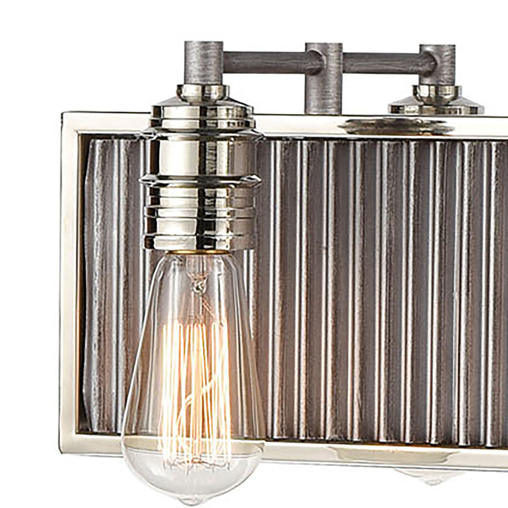 Corrugated Steel 32'' Wide 6-Light Chandelier - Weathered Zinc