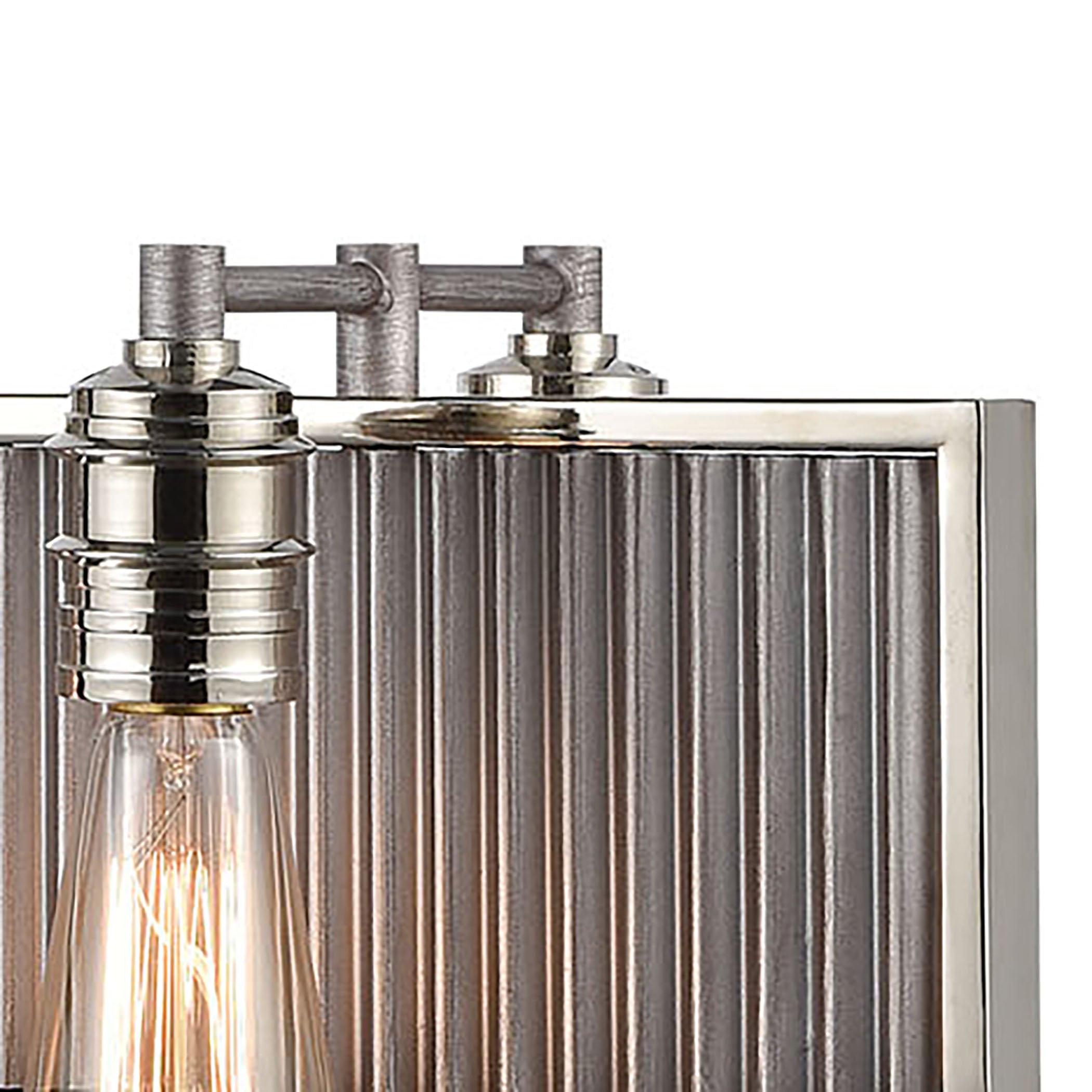 Corrugated Steel 32'' Wide 6-Light Chandelier - Weathered Zinc