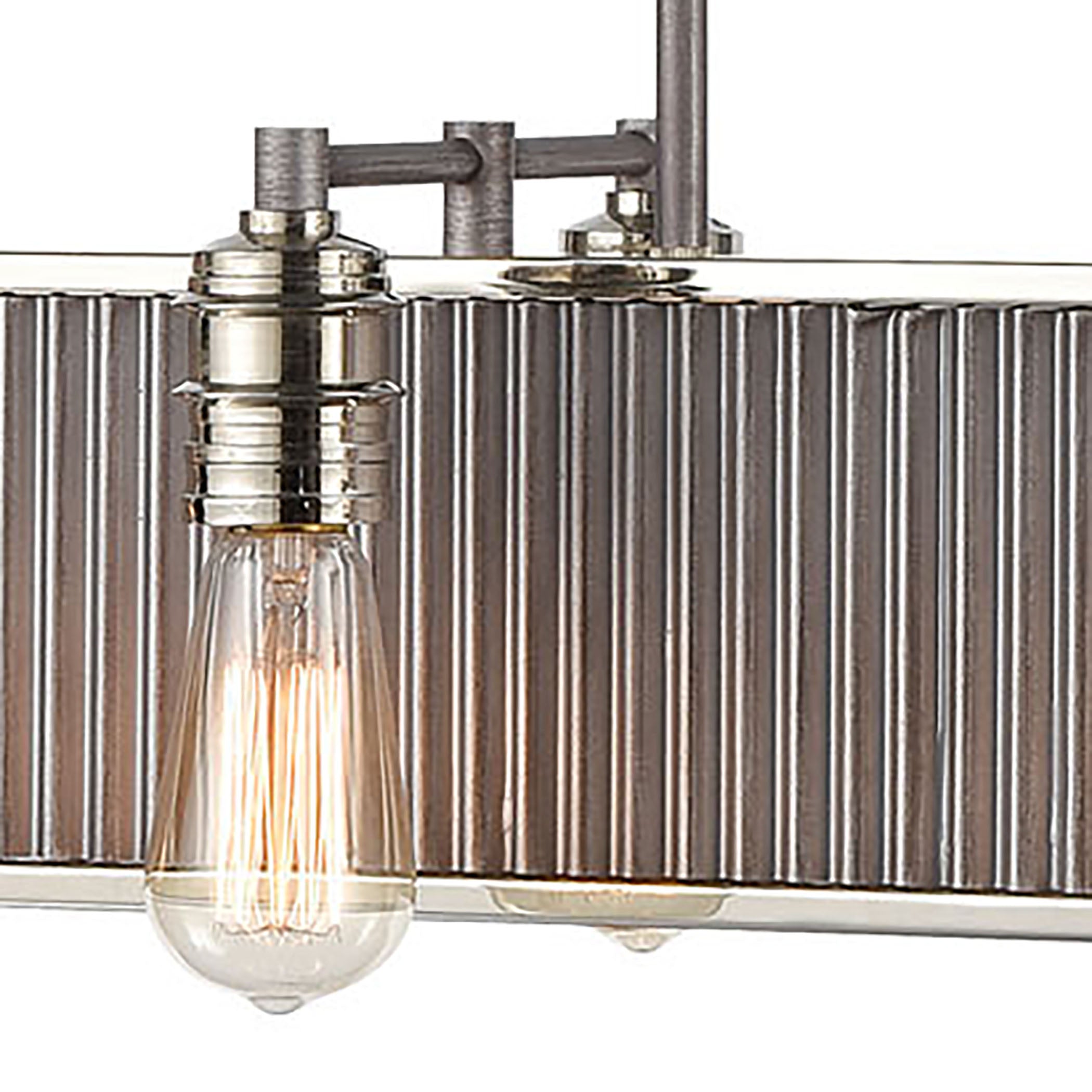Corrugated Steel 43'' Wide 8-Light Chandelier - Weathered Zinc