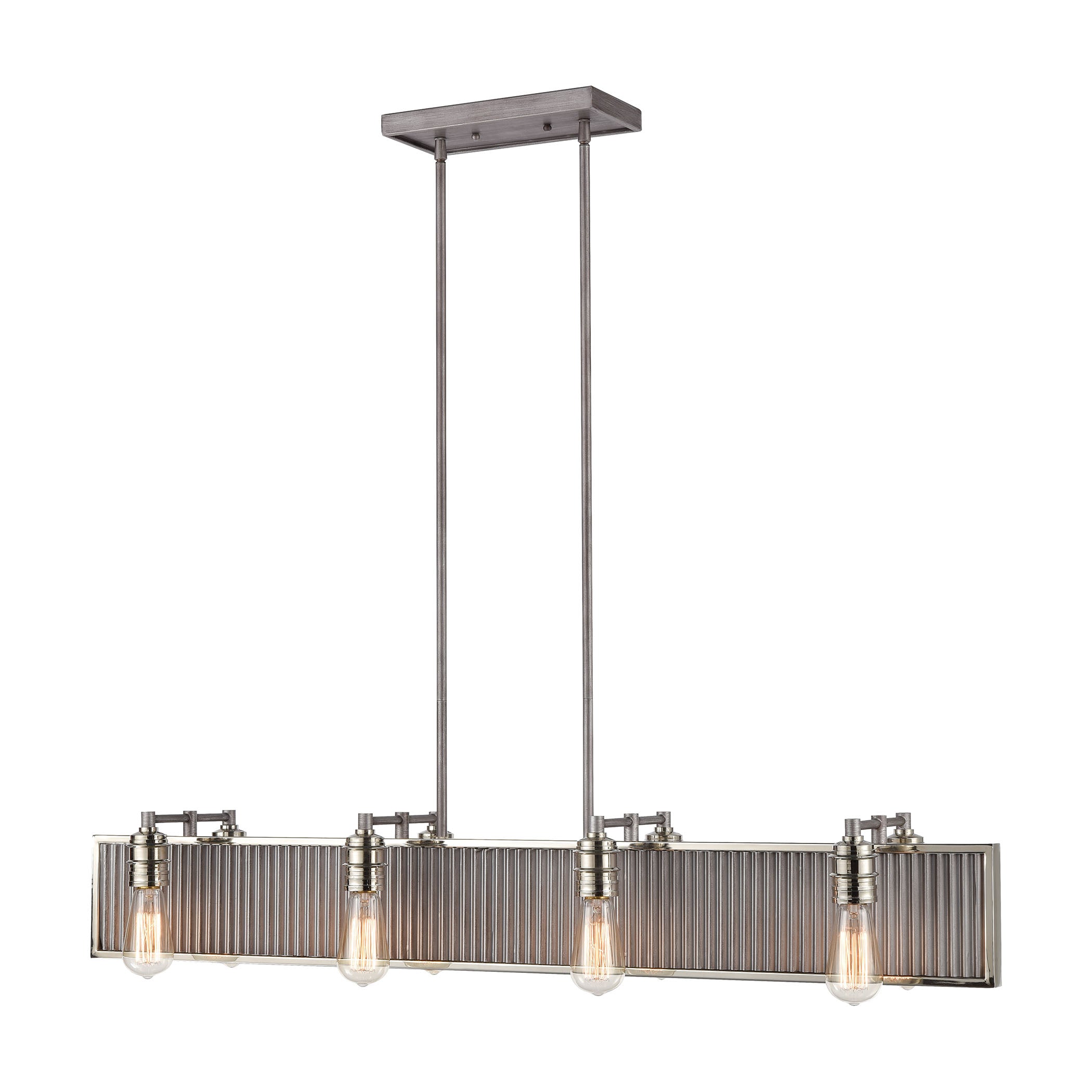 Corrugated Steel 43'' Wide 8-Light Chandelier - Weathered Zinc