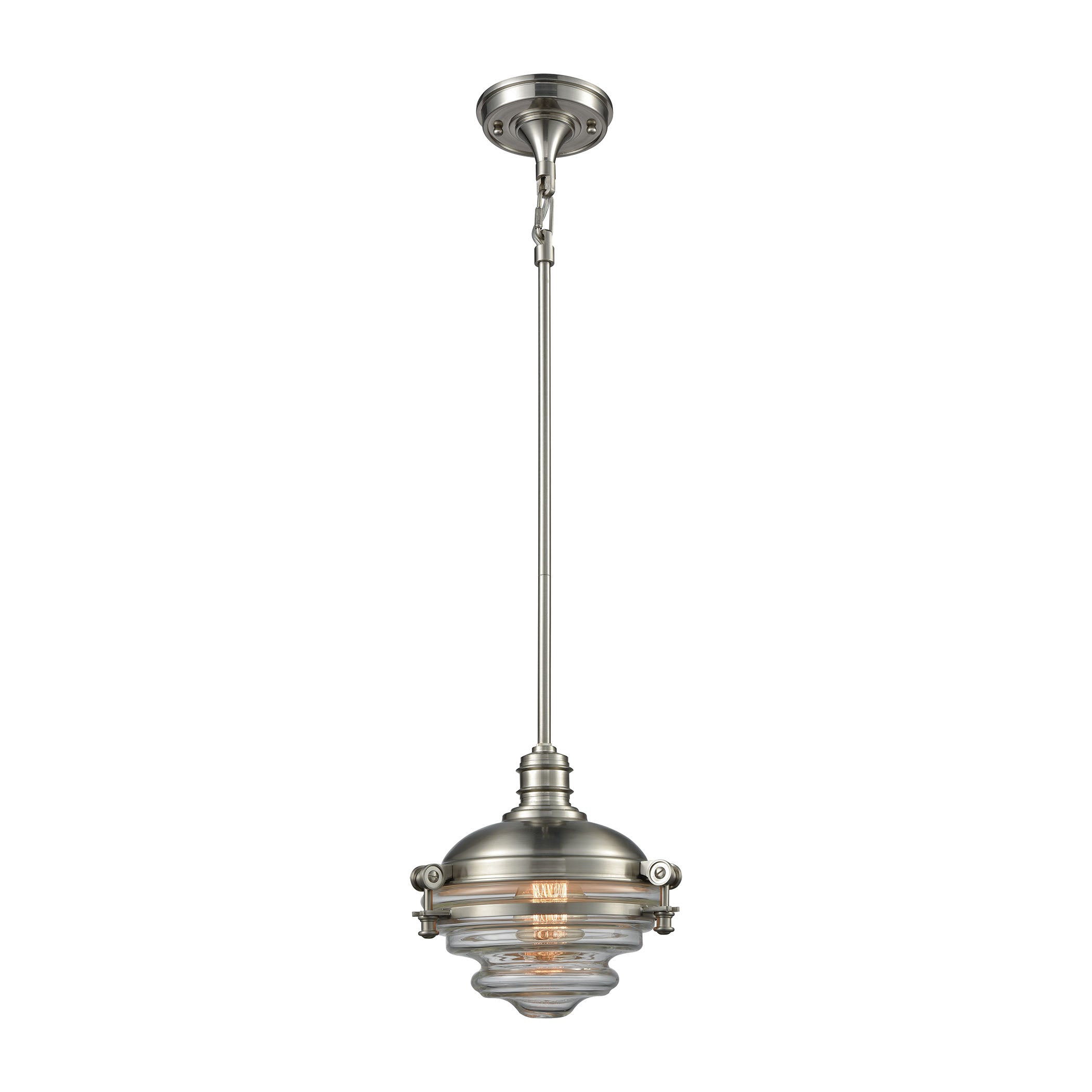 Riley 10'' Wide 1-Light Mini Pendant - Satin Nickel 2
