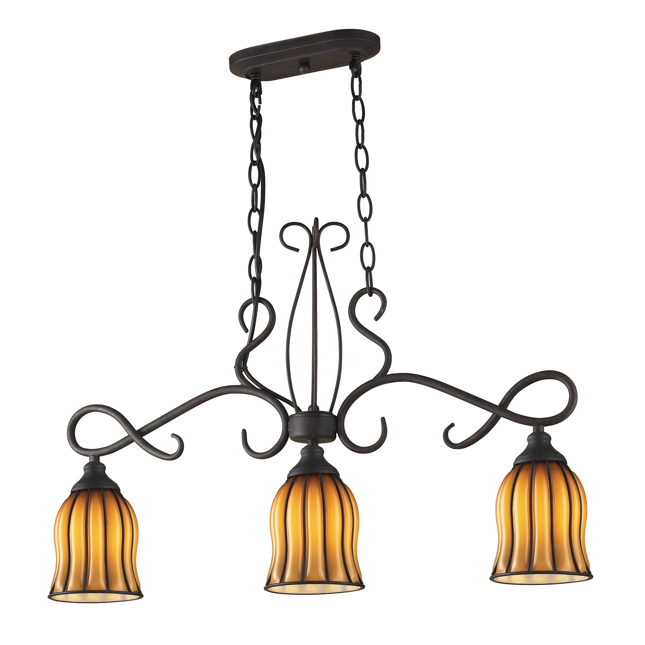 Phoenix 29'' Wide 3-Light Linear Chandelier - Dark Rust