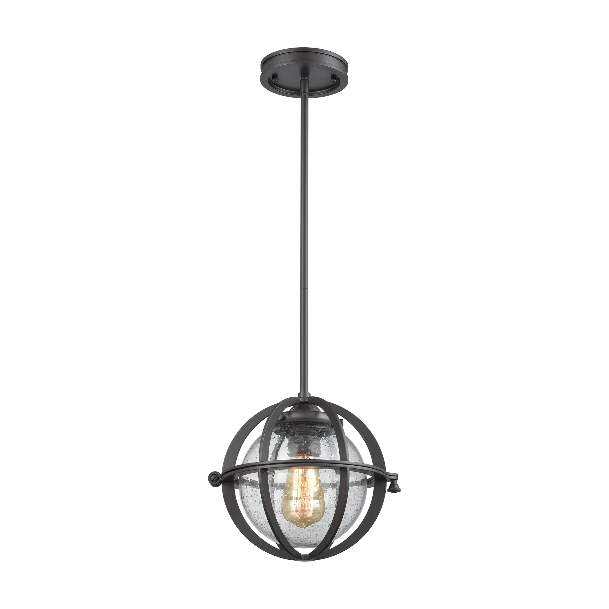Aubridge 10'' Wide 1-Light Mini Pendant - Oil Rubbed Bronze with Clear Seedy Blown Glass