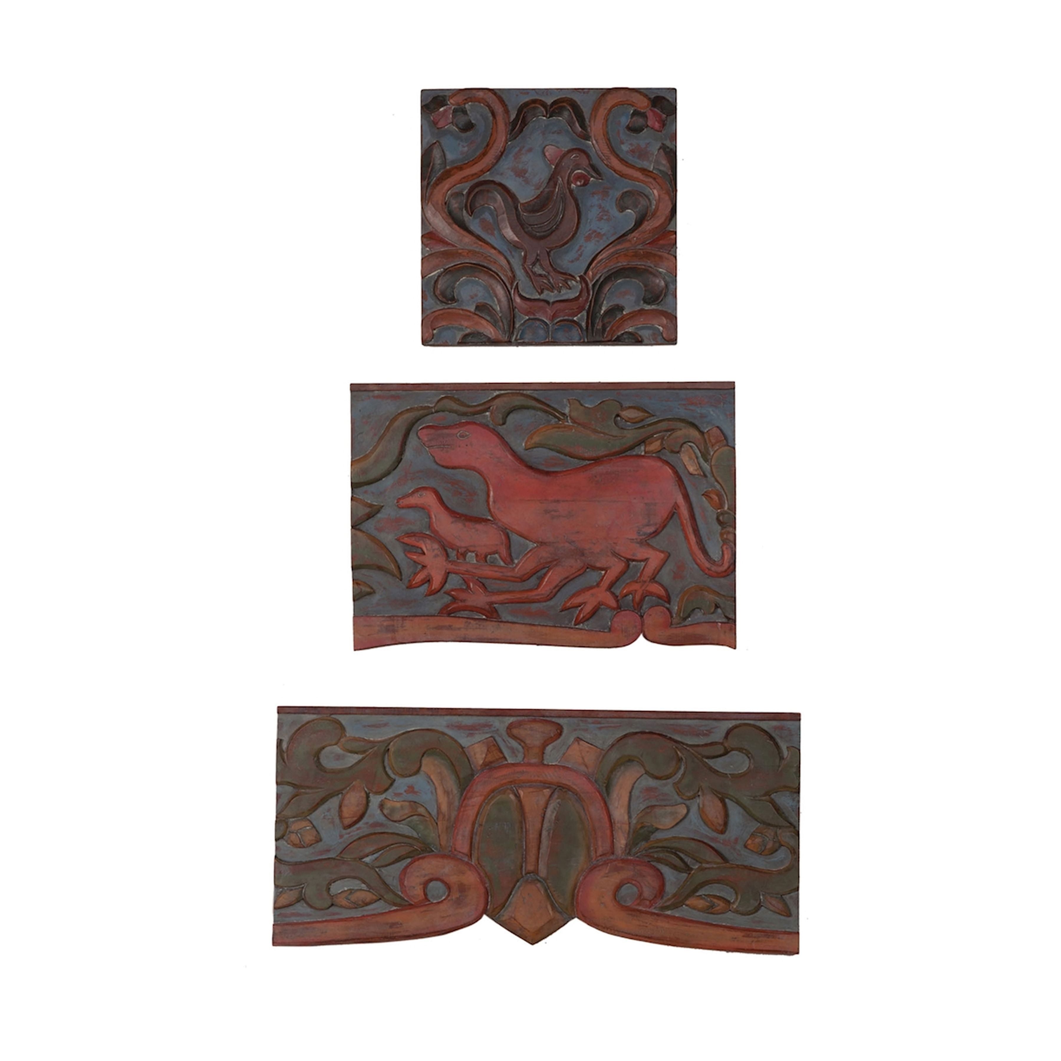 Petroglyph Dimensional Wall Art - Set of 3 Dark Blue