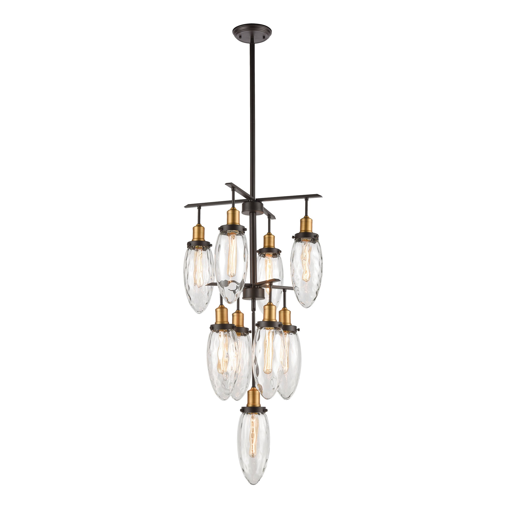 Shinzu 20'' Wide 9-Light Chandelier - Oil Rubbed Bronze with Clear Water Glass
