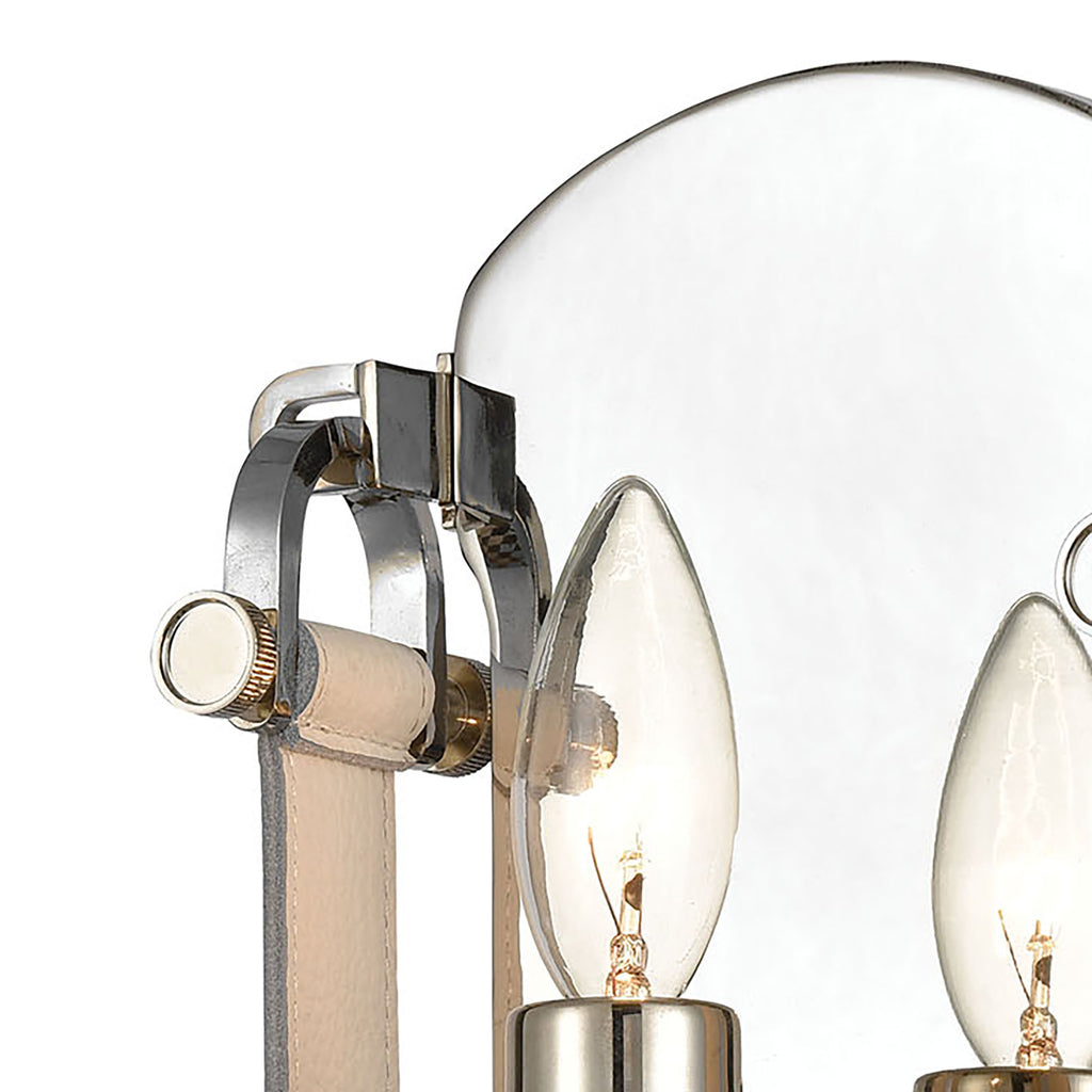 Bergamo 14'' High 1-Light Sconce - Polished Nickel with Leather Texture