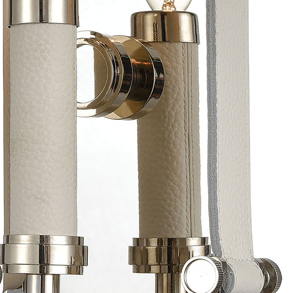Bergamo 14'' High 1-Light Sconce - Polished Nickel with Leather Texture