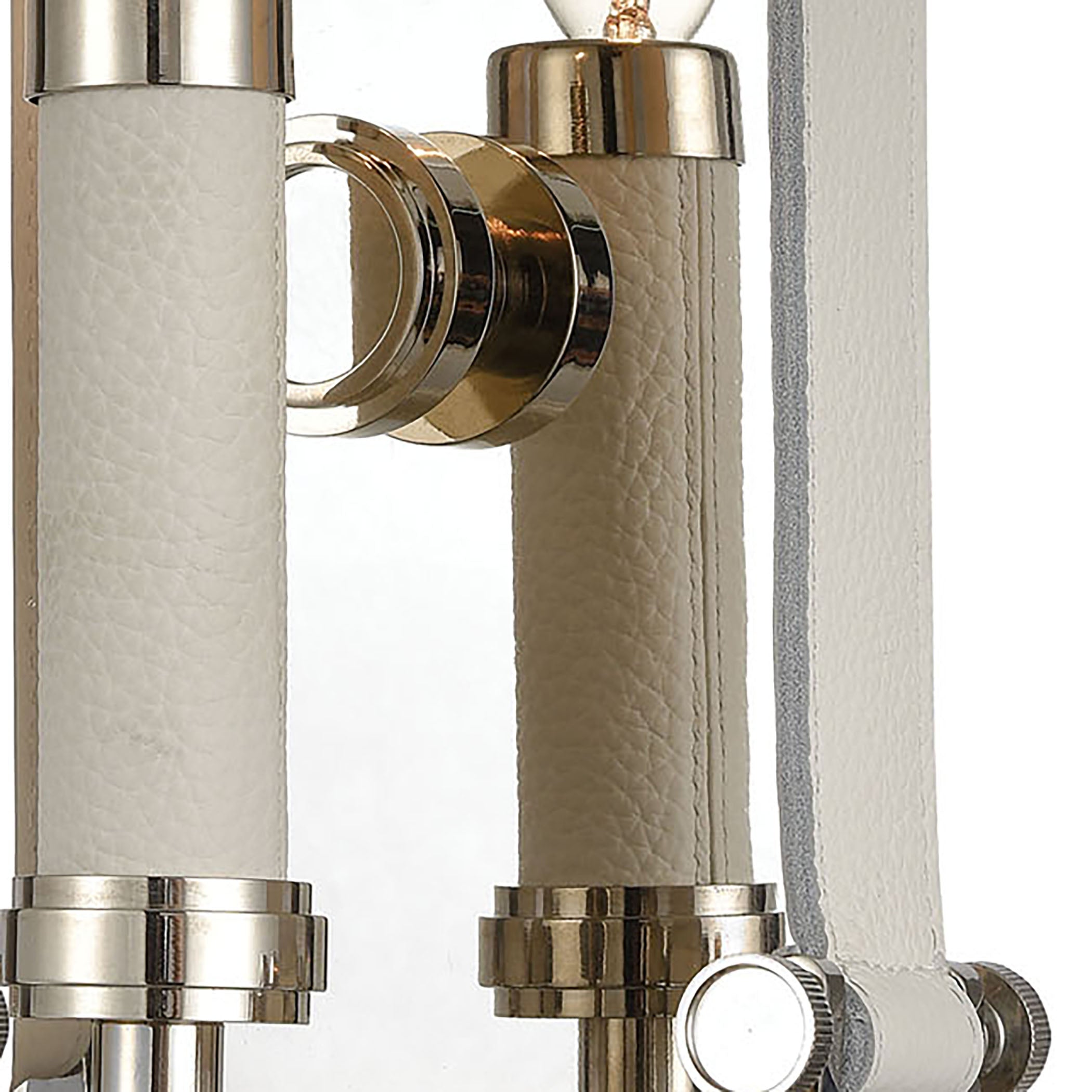 Bergamo 14'' High 1-Light Sconce - Polished Nickel with Leather Texture