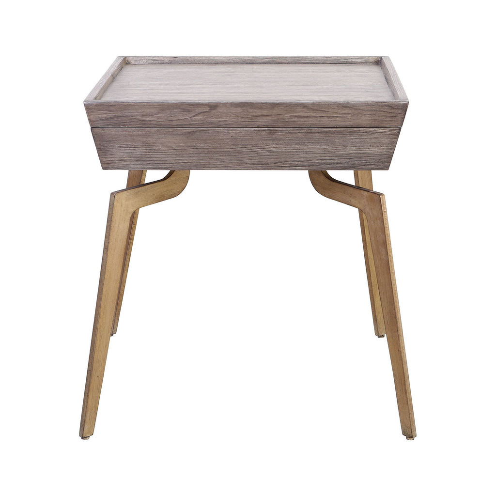 Larocca Accent Table in Soft Gold and Grey Birch Veneer