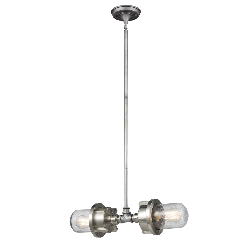Briggs 21'' Wide 2-Light Linear Chandelier - Weathered Zinc