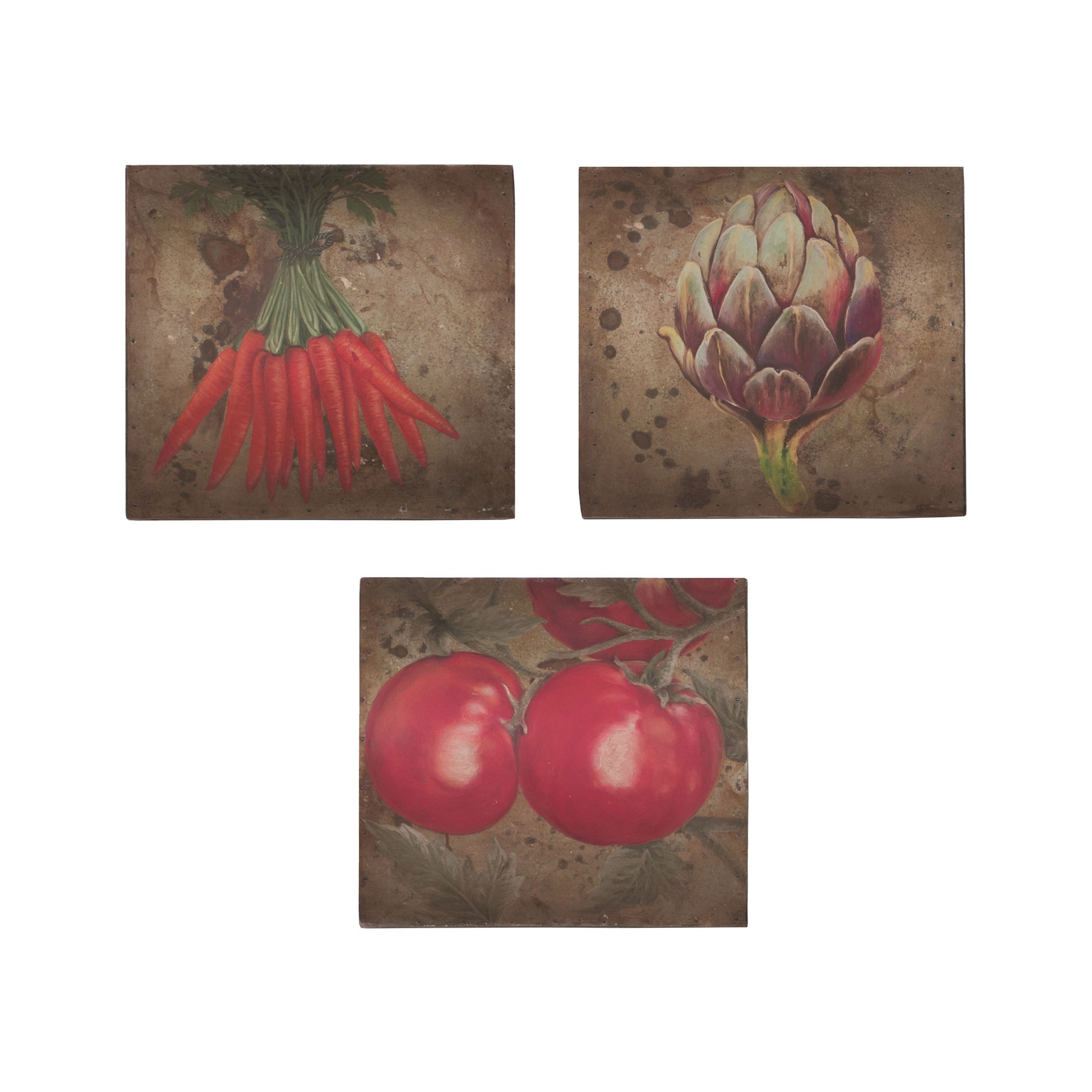 Veggie Botanicals Dimensional Wall Art - Set of 3 Red