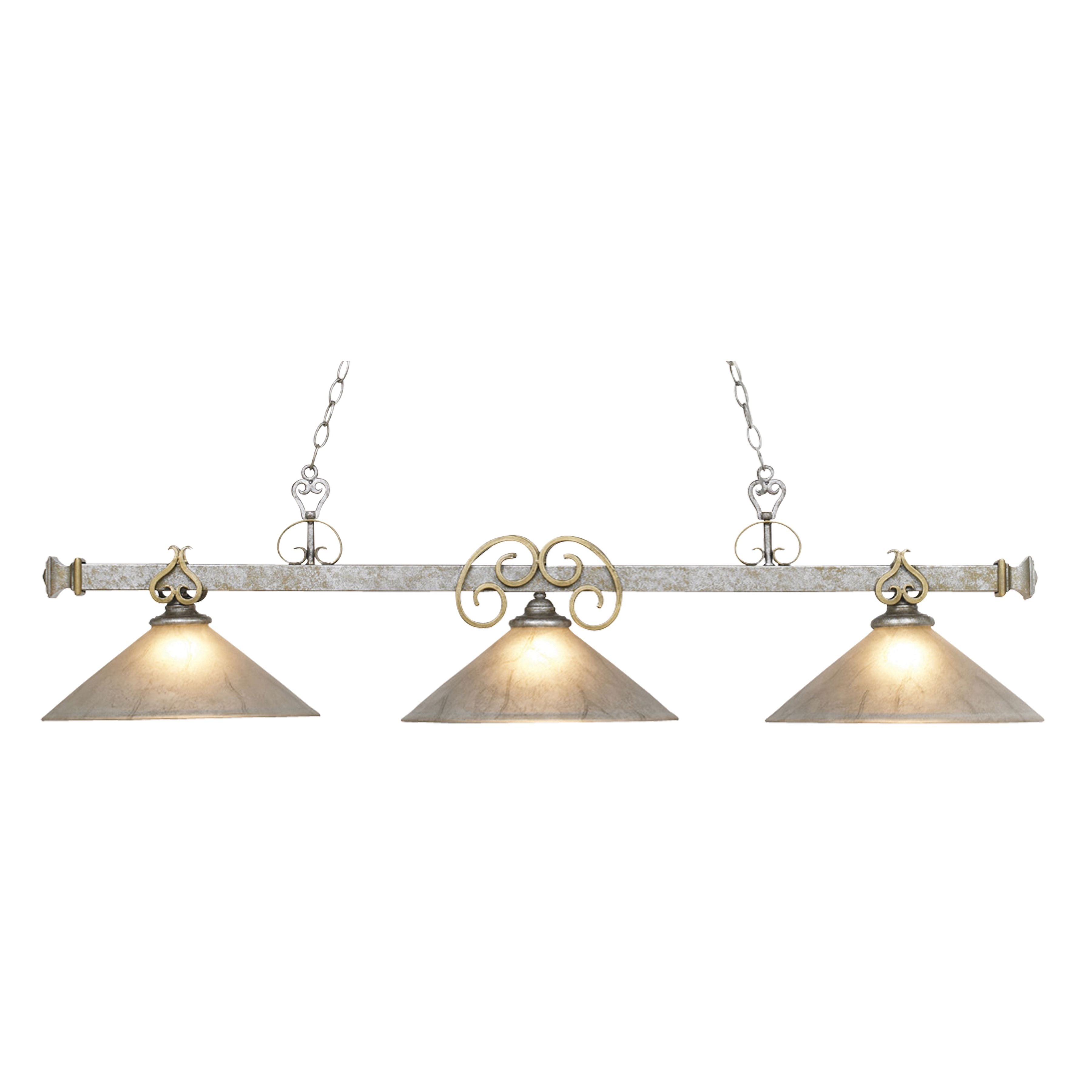 Designer Classics 55'' Wide 3-Light Linear Chandelier - Antique Silver