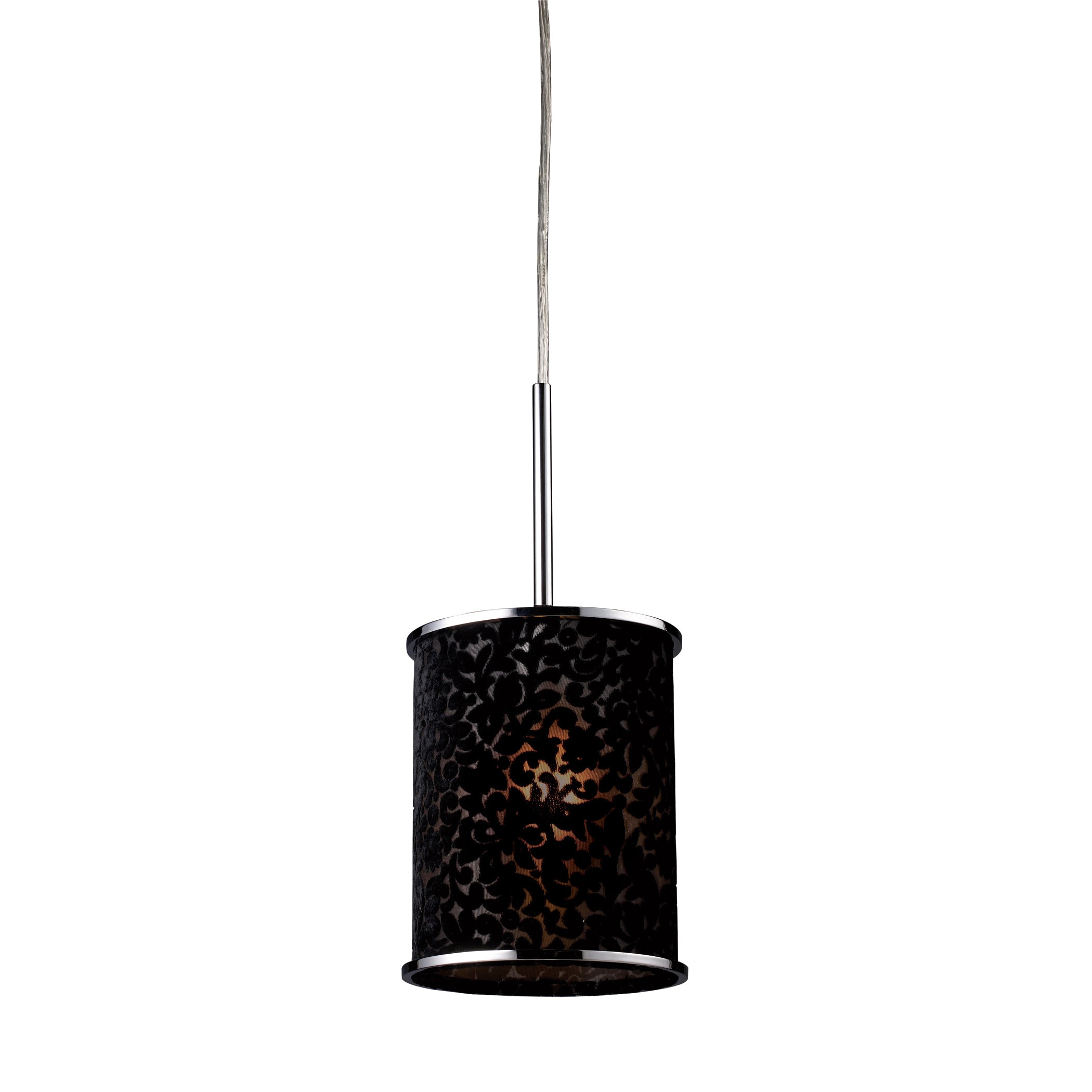 Fabrique 8'' Wide 1-Light Mini Pendant - Polished Chrome and Velvet Black Shade