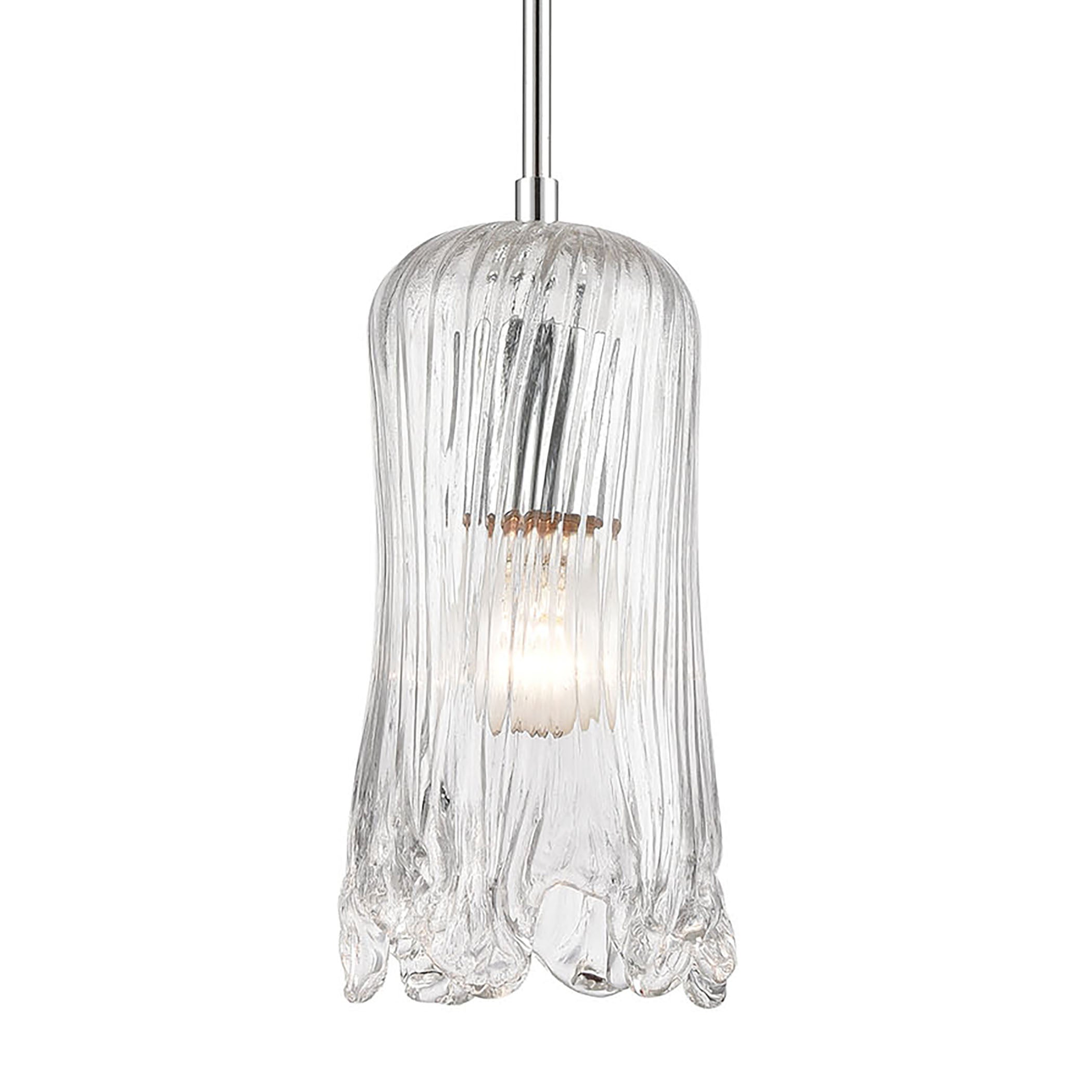 Hand Formed Glass 5'' Wide 1-Light Mini Pendant - Polished Chrome