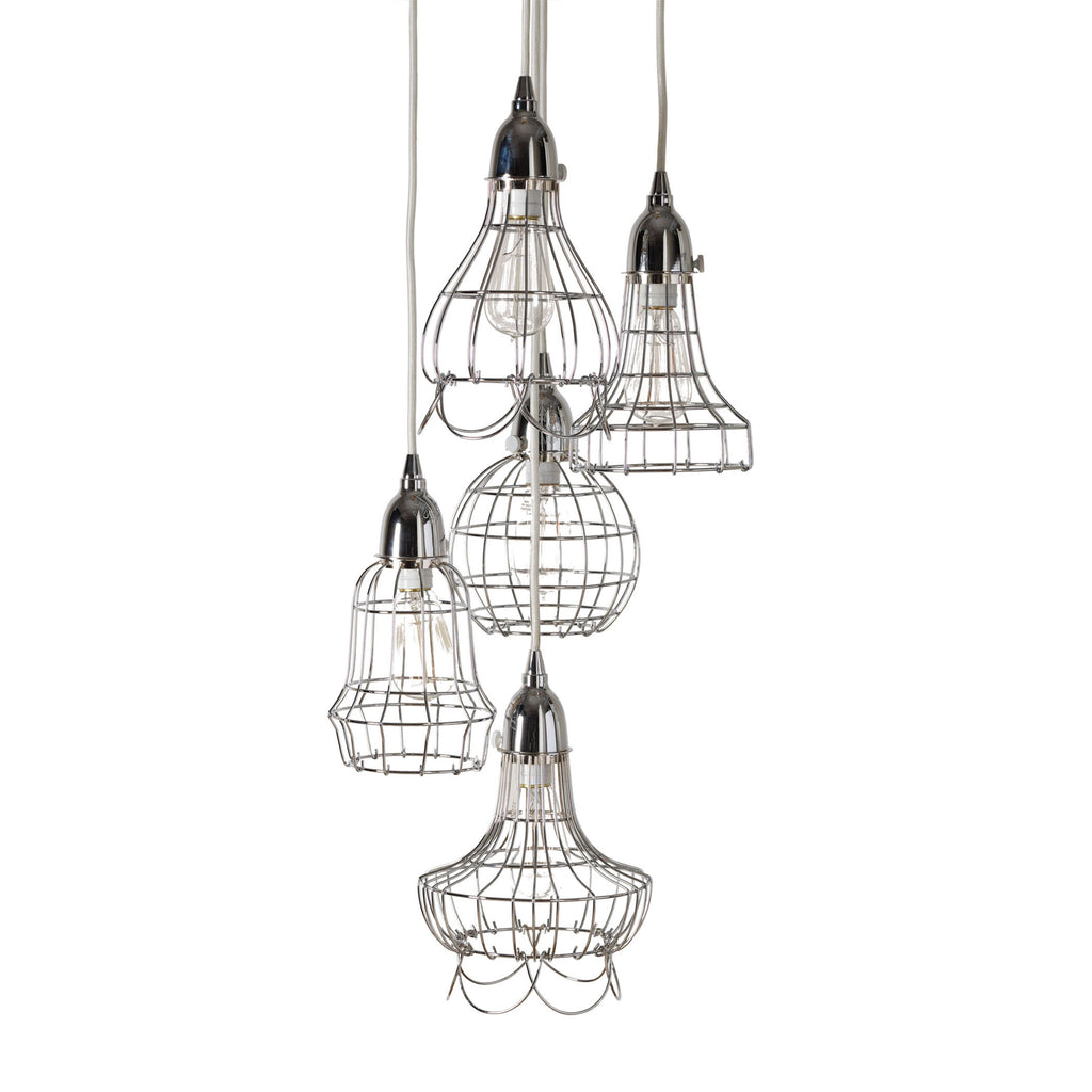 Wire 6'' Wide 5-Light Mini Pendant - Silver