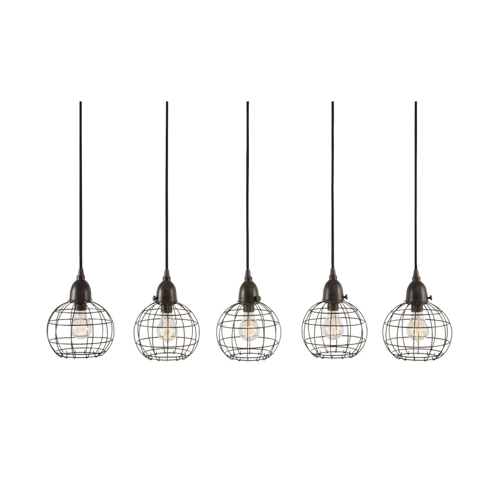 Wire 7'' Wide 5-Light Linear Mini Pendant - Black