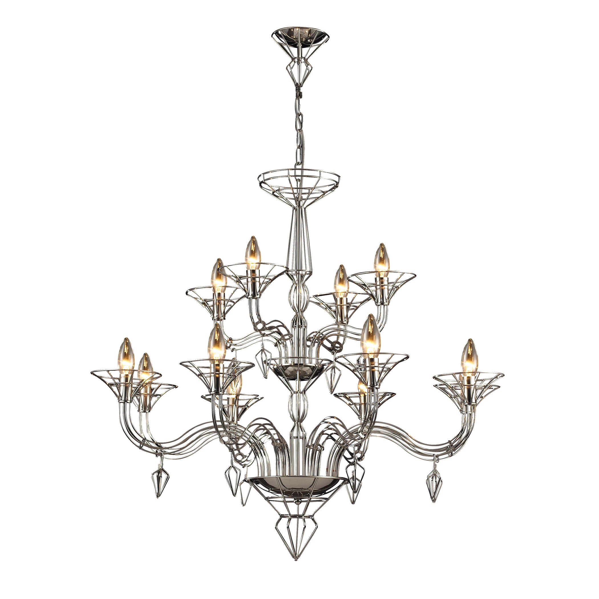 Exo 40'' Wide 12-Light Chandelier - Nickel