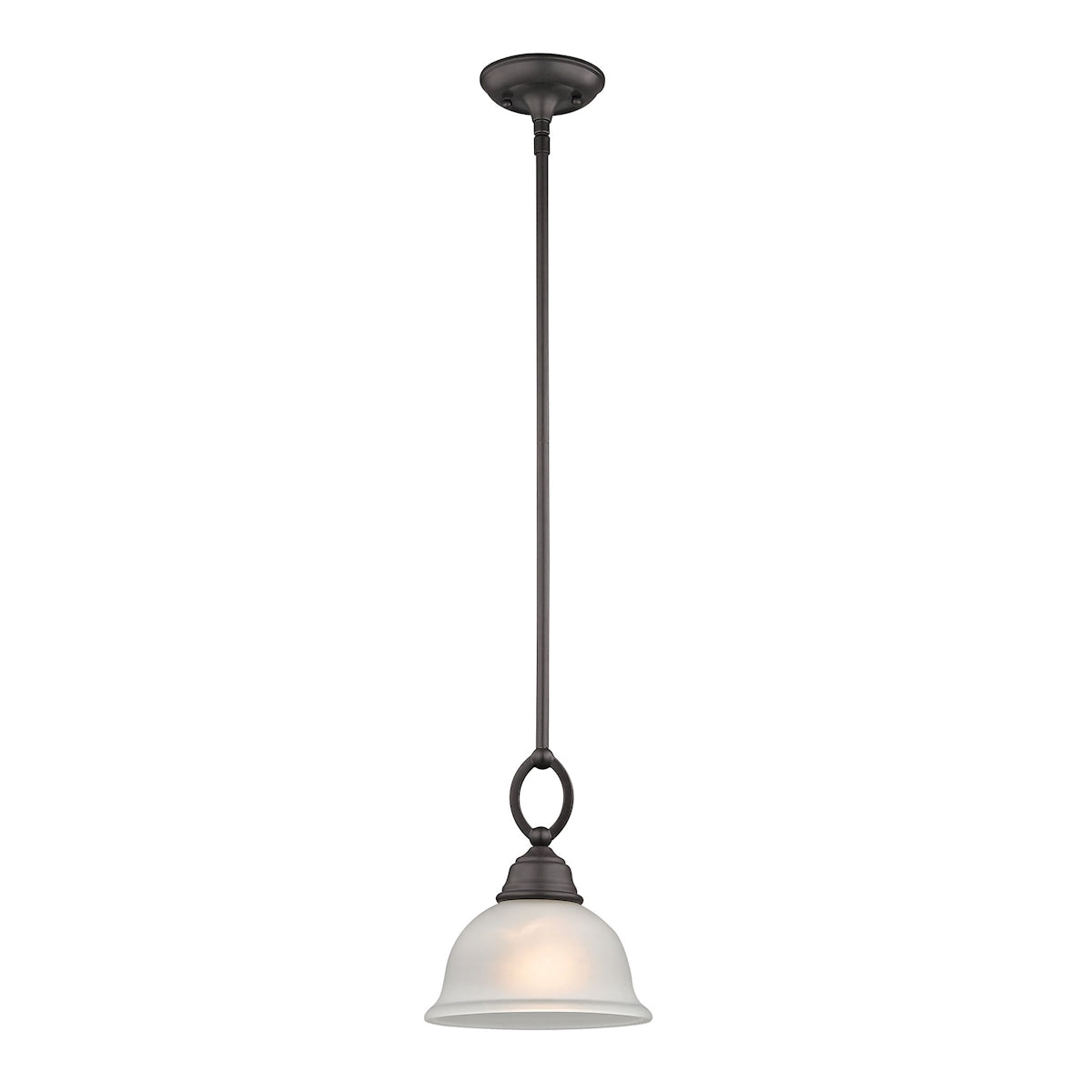 Hamilton 9'' Wide 1-Light Mini Pendant - Oil Rubbed Bronze with White Glass Shade