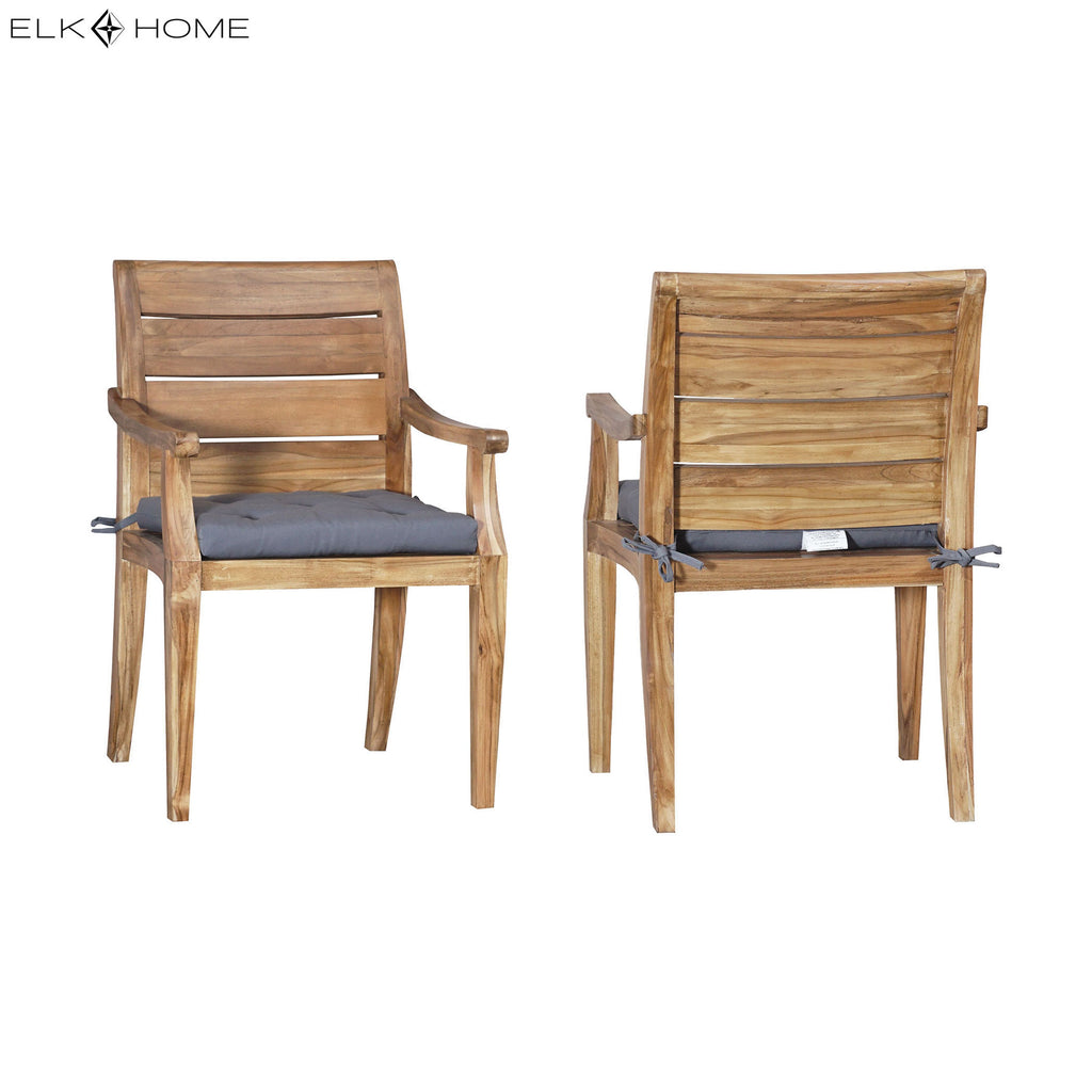 Teak Club Chair Cushion - 20x17.5 Set of 2 Gray 1