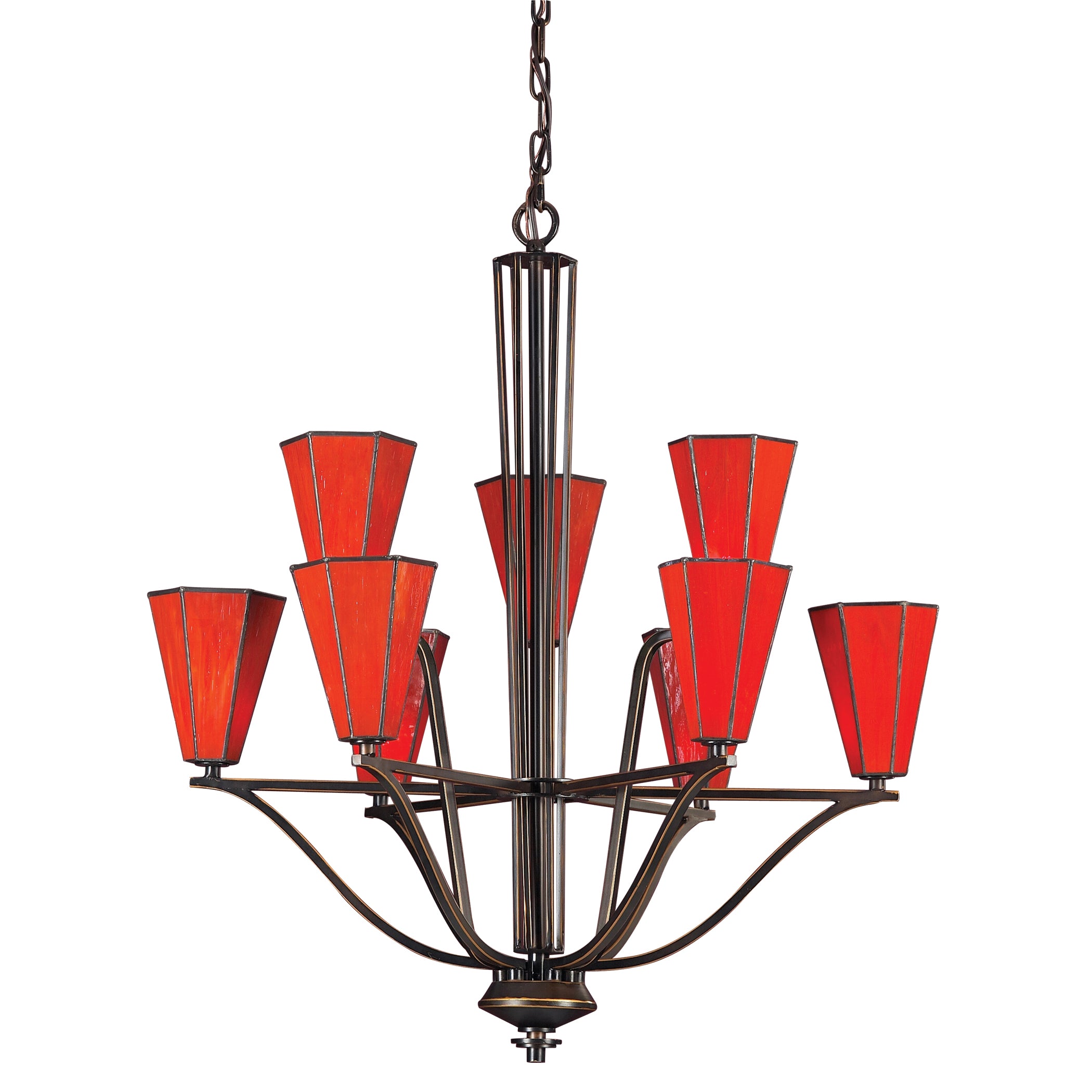 Mission 27'' Wide 9-Light Chandelier - Aged Bronze