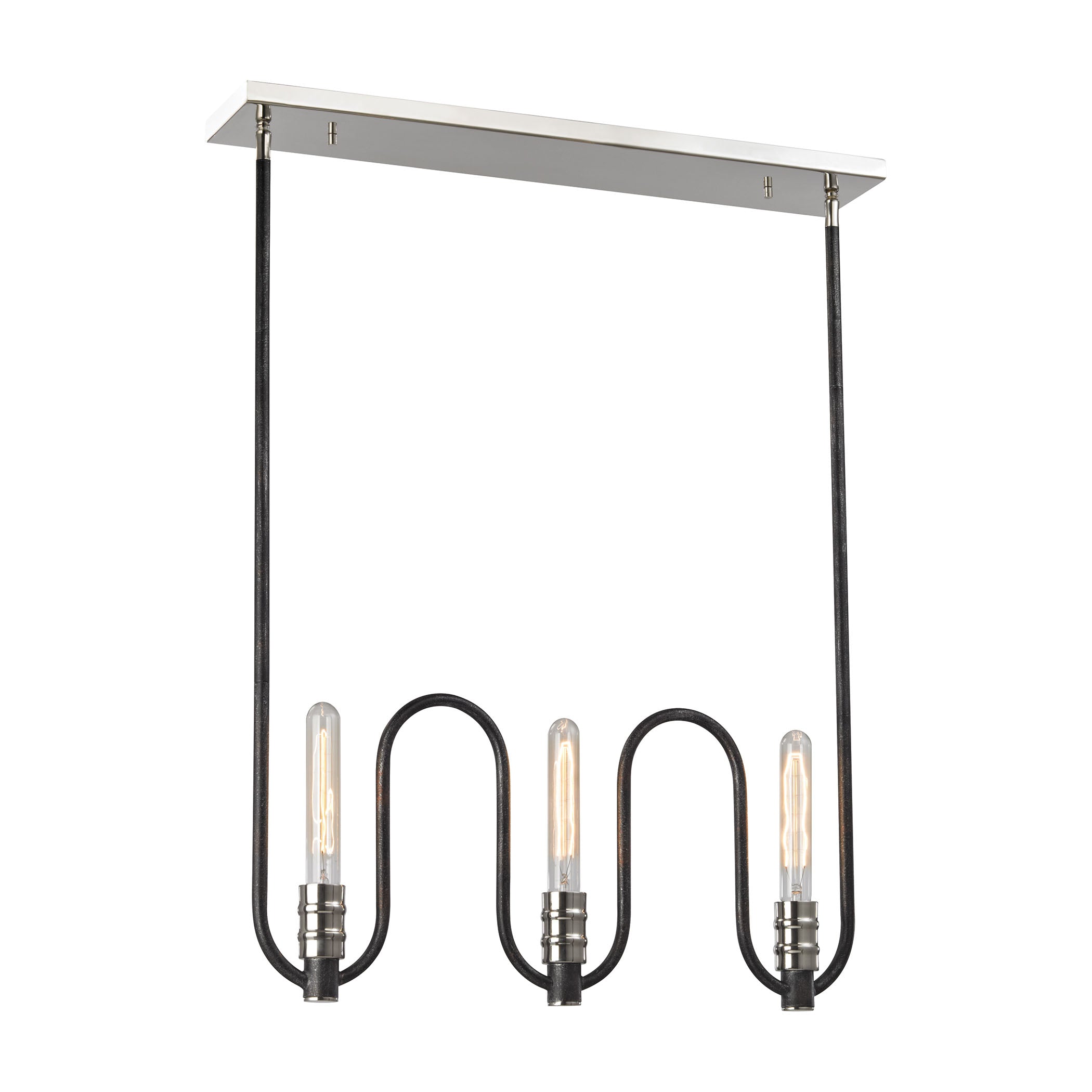 Continuum 2'' Wide 3-Light Linear Chandelier - Silvered Graphite