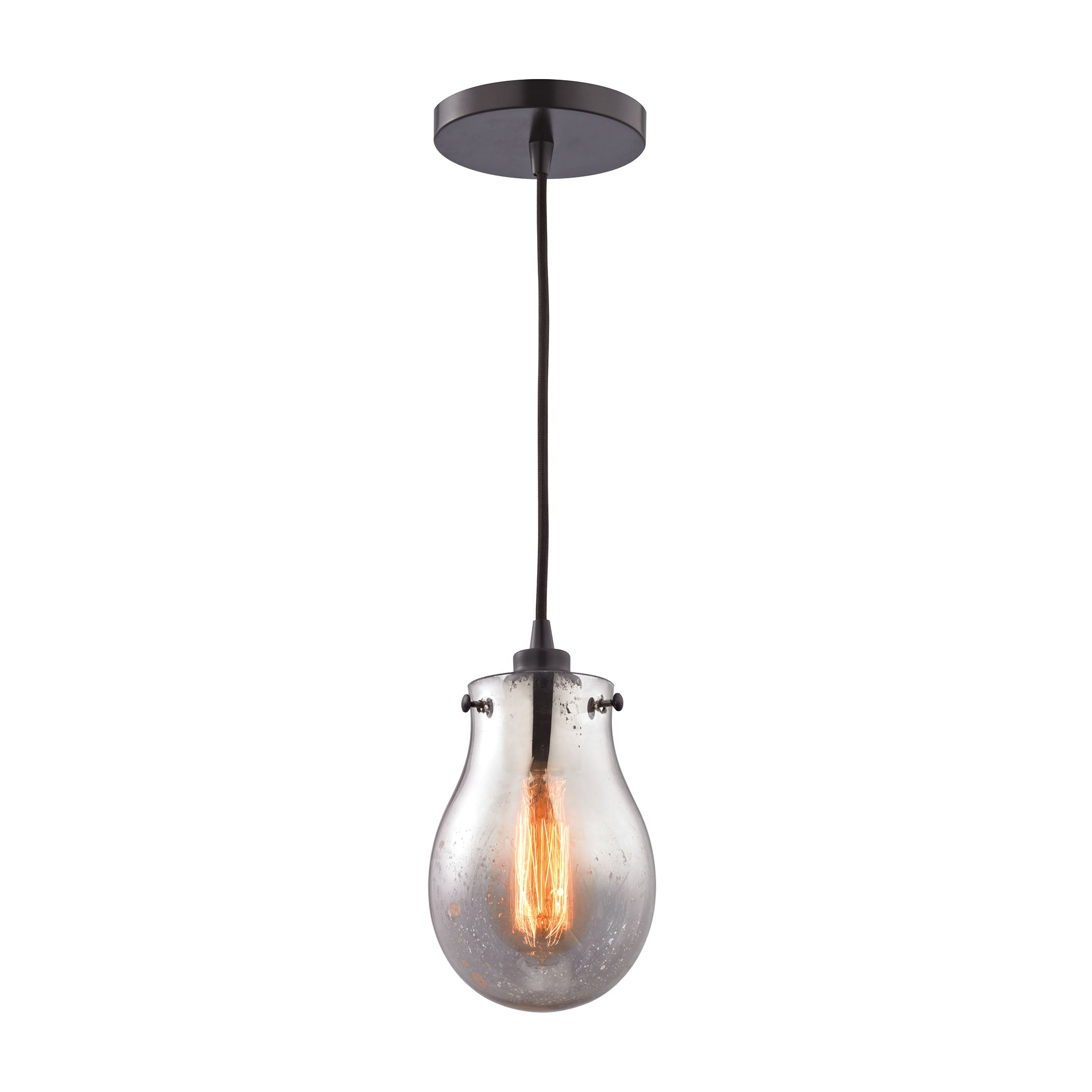 Jaelyn 5'' Wide 1-Light Mini Pendant - Oil Rubbed Bronze with Mercury Glass