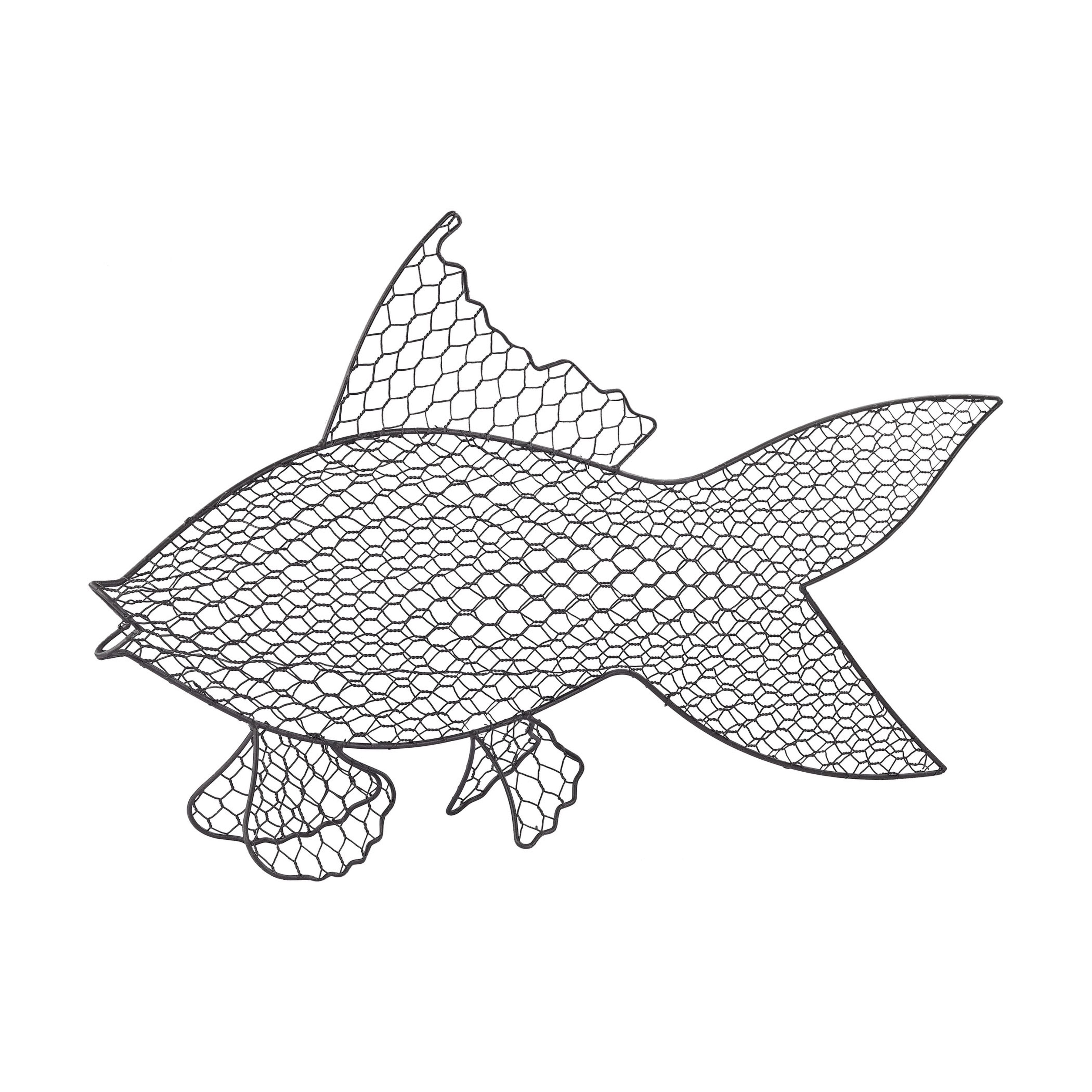 Wire Fish Dimensional Wall Art - Black
