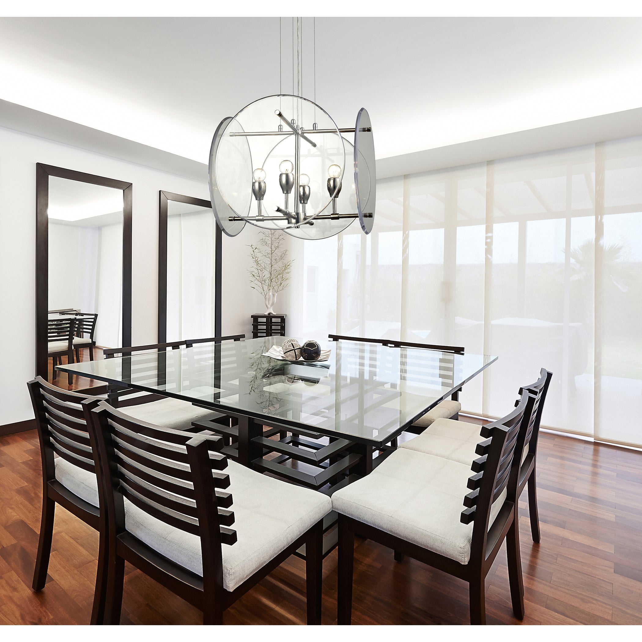 Disco 19'' Wide 4-Light Chandelier - Polished Nickel