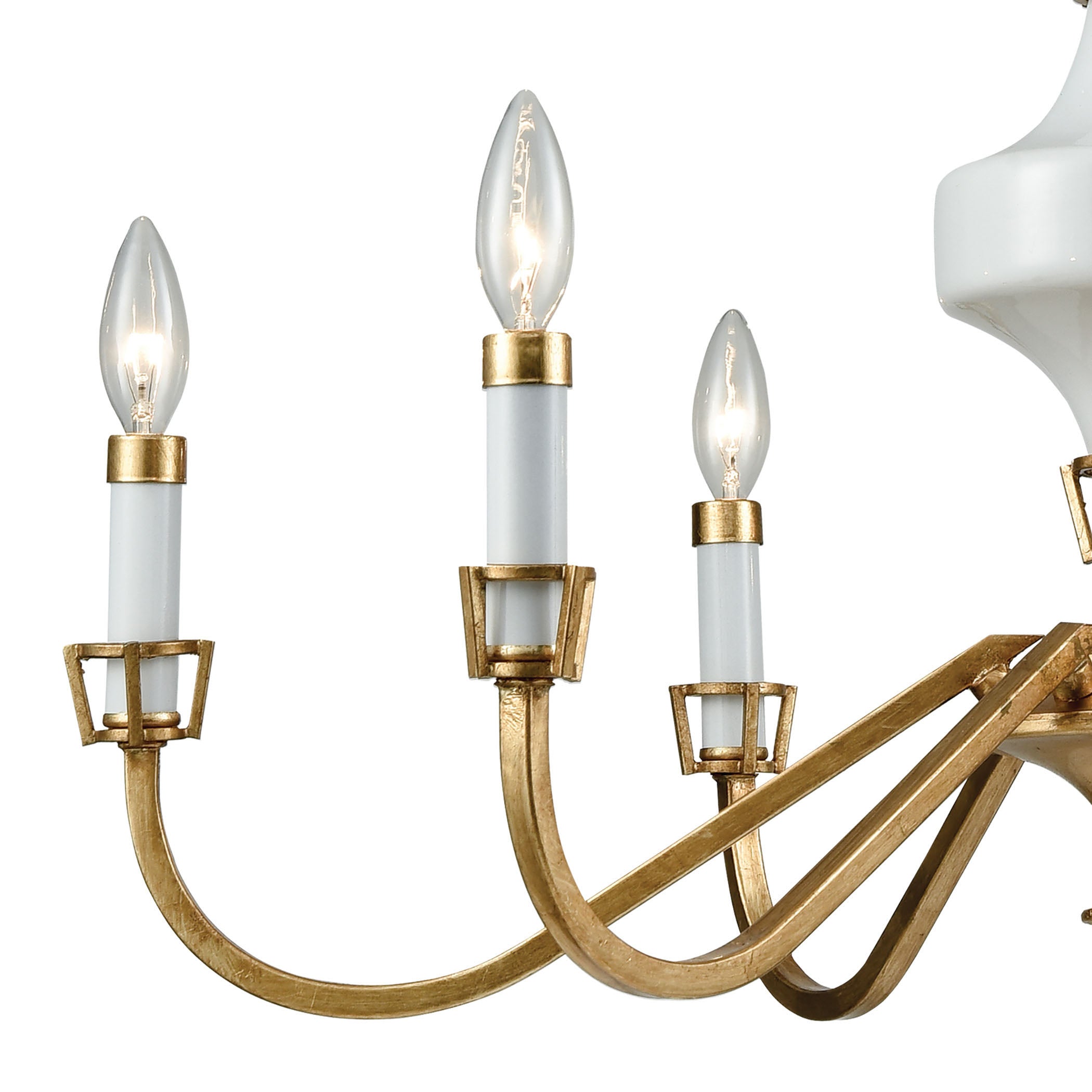 Ceramique 30'' Wide 6-Light Chandelier - Antique Gold Leaf
