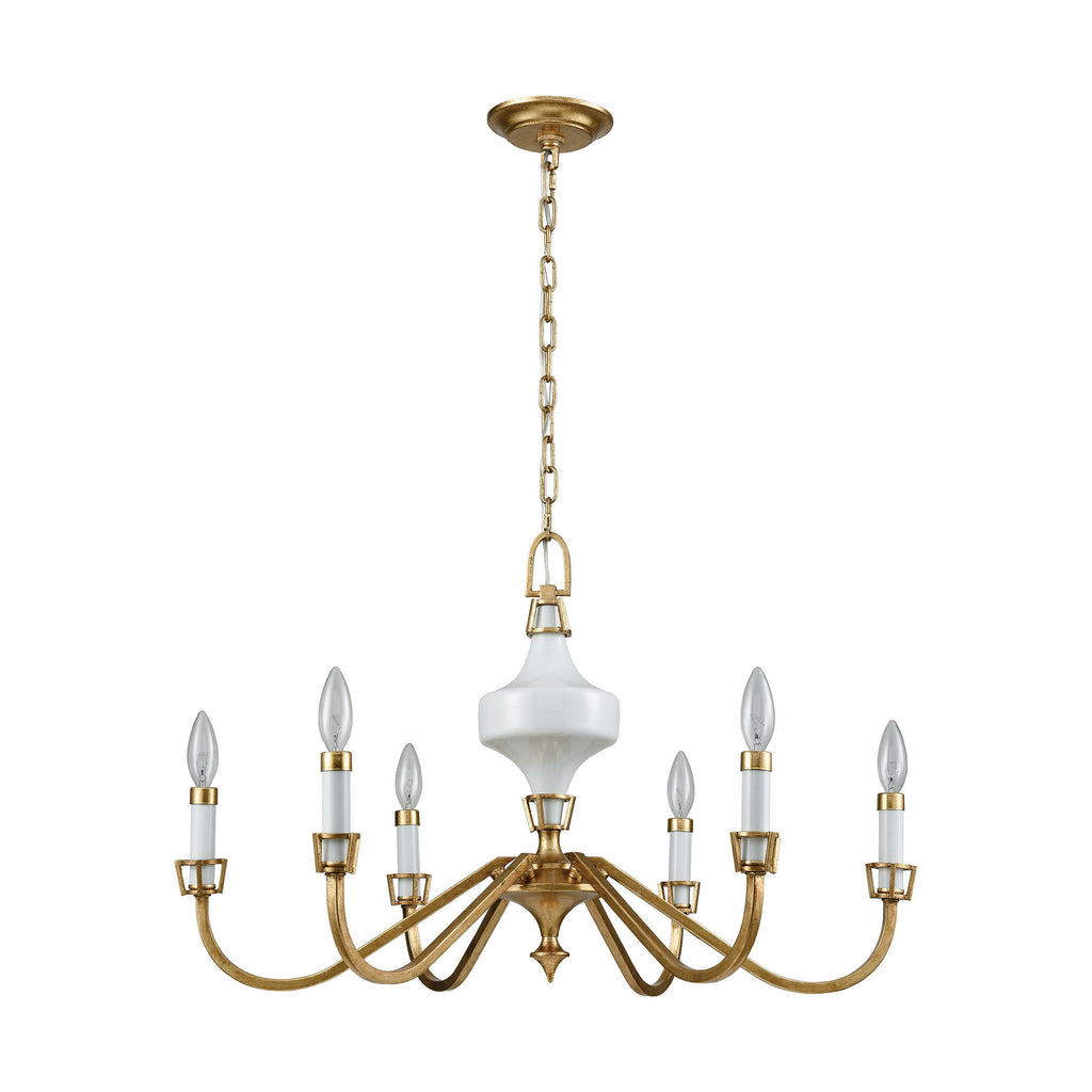 Ceramique 30'' Wide 6-Light Chandelier - Antique Gold Leaf